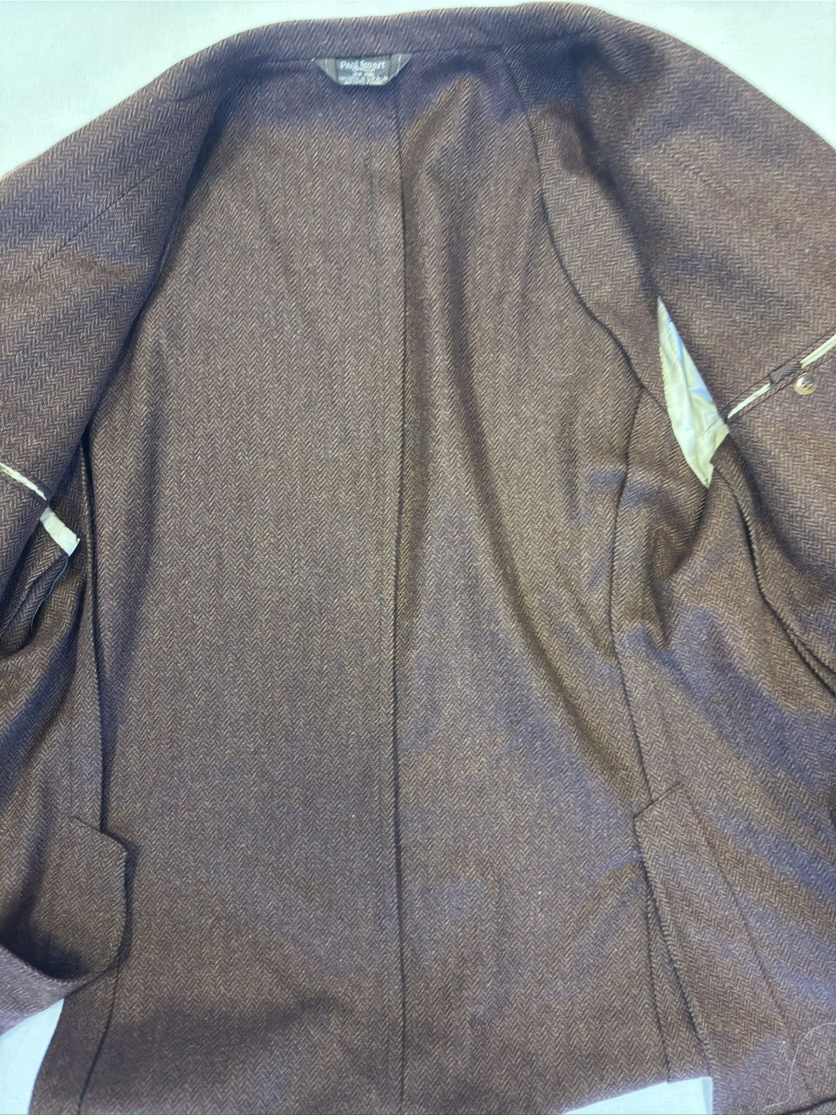 Paul Stuart Paul Stuart Herringbone Soft Wool Unconstructed Suit Jacket Size 46R - 10 Thumbnail