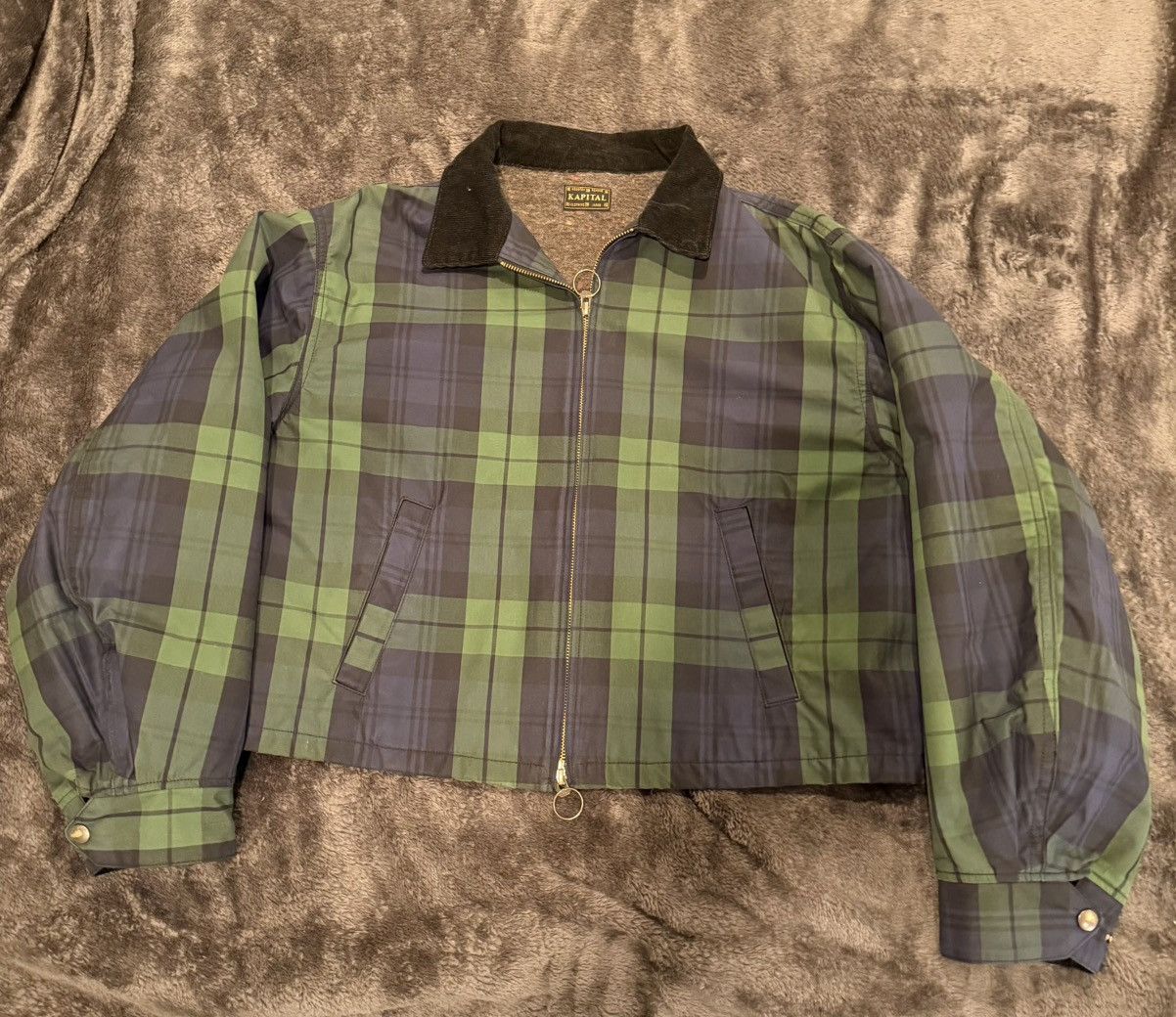 Kapital Cotton Oil Coating Cropped Drizller - BlackWatch Size US M / EU 48-50 / 2 - 1 Thumbnail