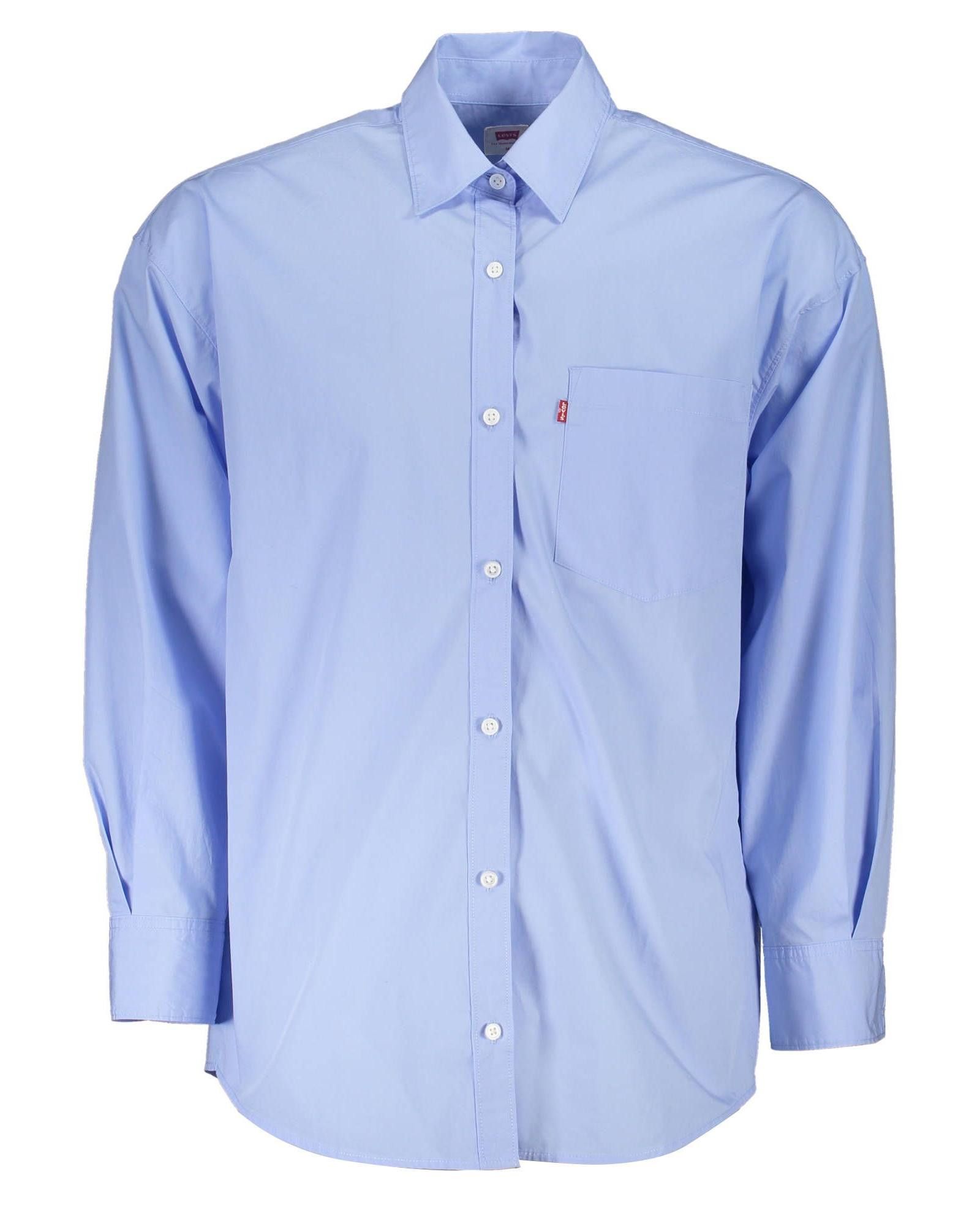 image of Levis Cotton Long-Sleeved Shirt With Italian Collar And Breast Pocket in Light Blue (Size Small)