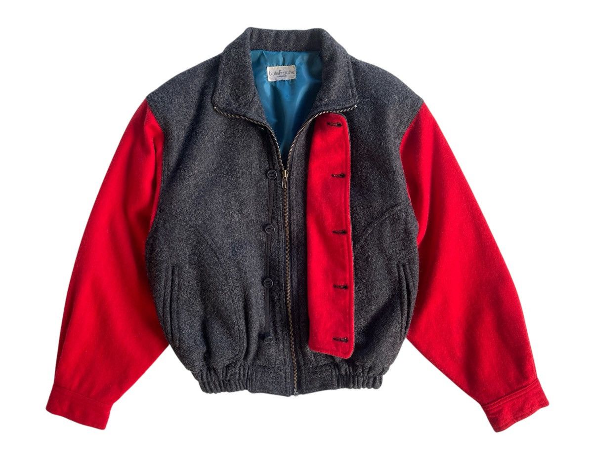 Japanese Brand Vintage 90s Boite Fraiche Homme Wool Bomber Jacket Size US M / EU 48-50 / 2 - 3 Thumbnail