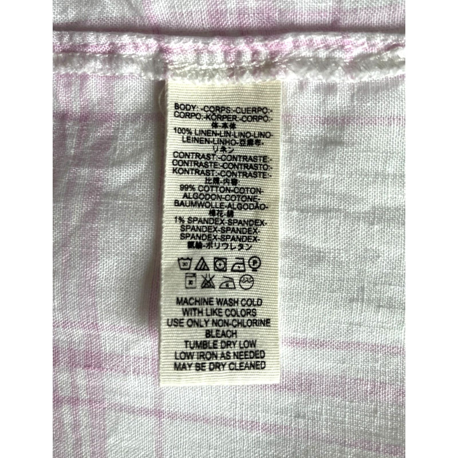 Free People VINTAGE Free People Women's No Limits Oversized Button-Up Linen Shirt Plaid XS White Pink Bohemian 90s Womens Size XS / US 0-2 / IT 36-38 - 7 Thumbnail
