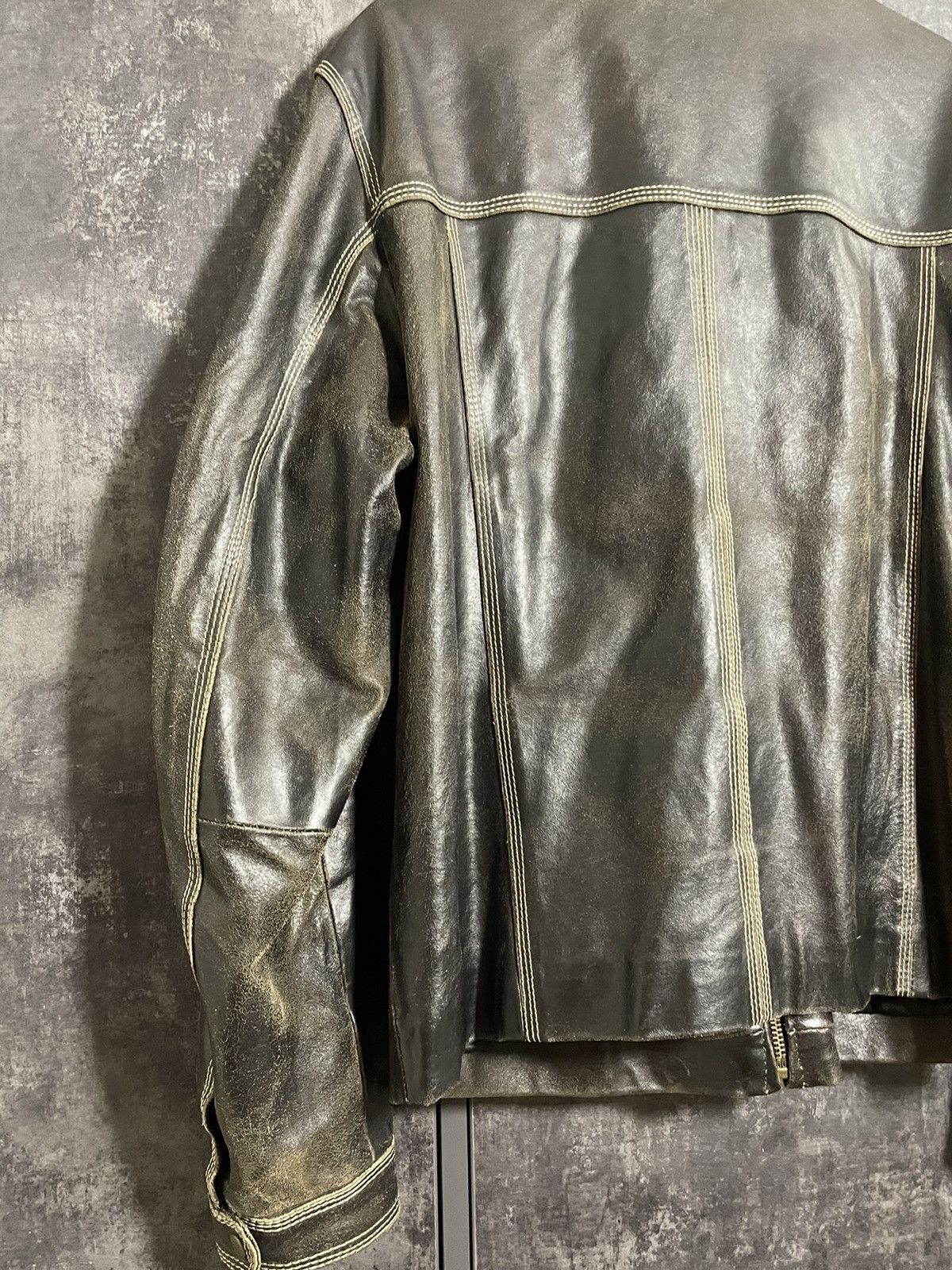 Leather Vintage 90s Faded Washed Leather Jacket Size US L / EU 52-54 / 3 - 13 Thumbnail