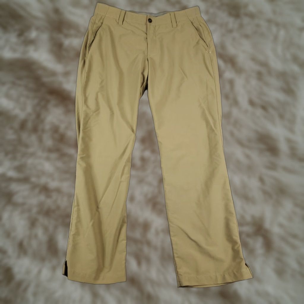 Under Armour Under Armour Chino Pants Mens 38x32 Beige Flat Front Stretch Golf Trousers Size US 38 / EU 54 - 1 Thumbnail
