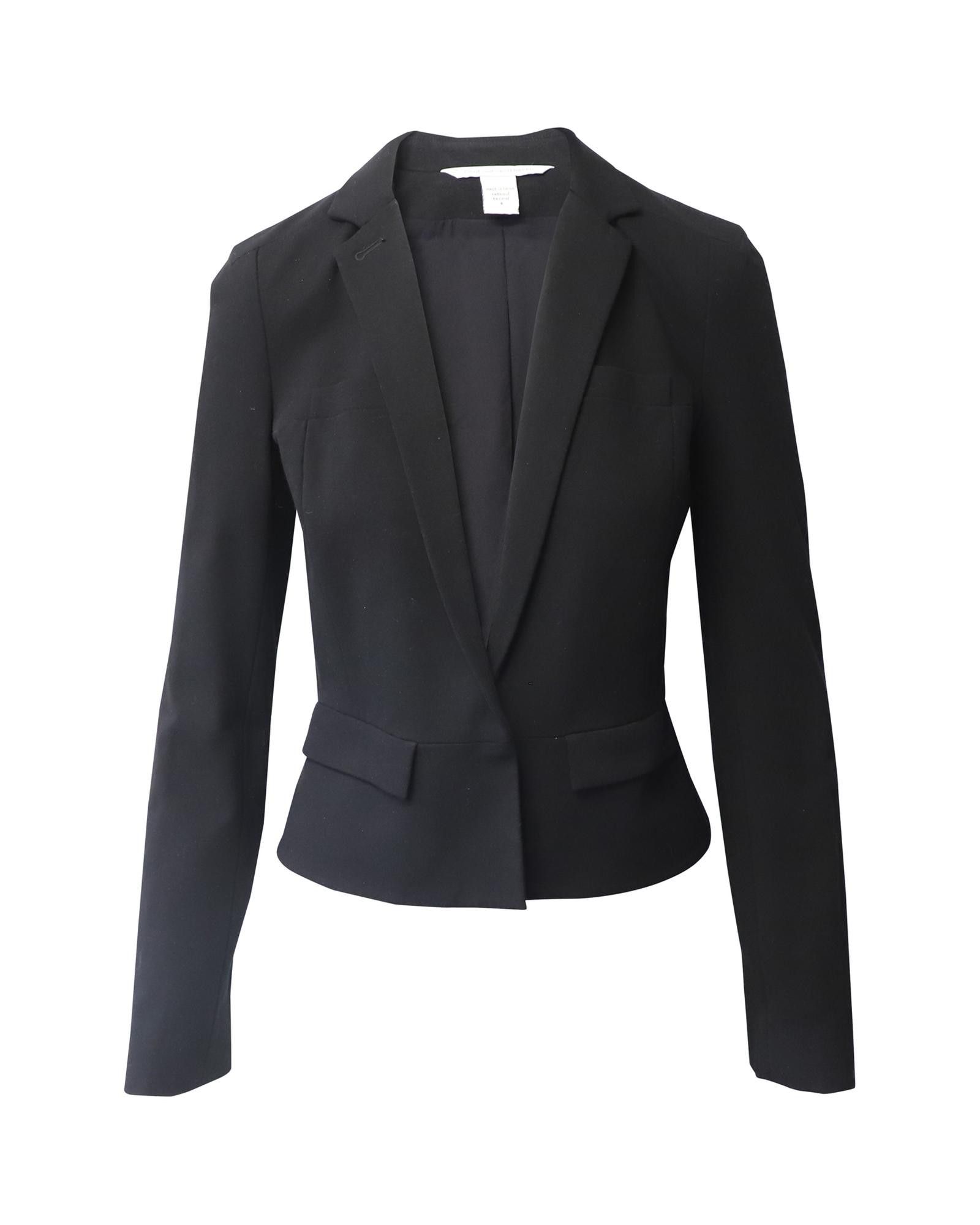 image of Diane Von Furstenberg Professional Black Slim-Fit Blazer In Viscose Fabric, Women's (Size Medium)