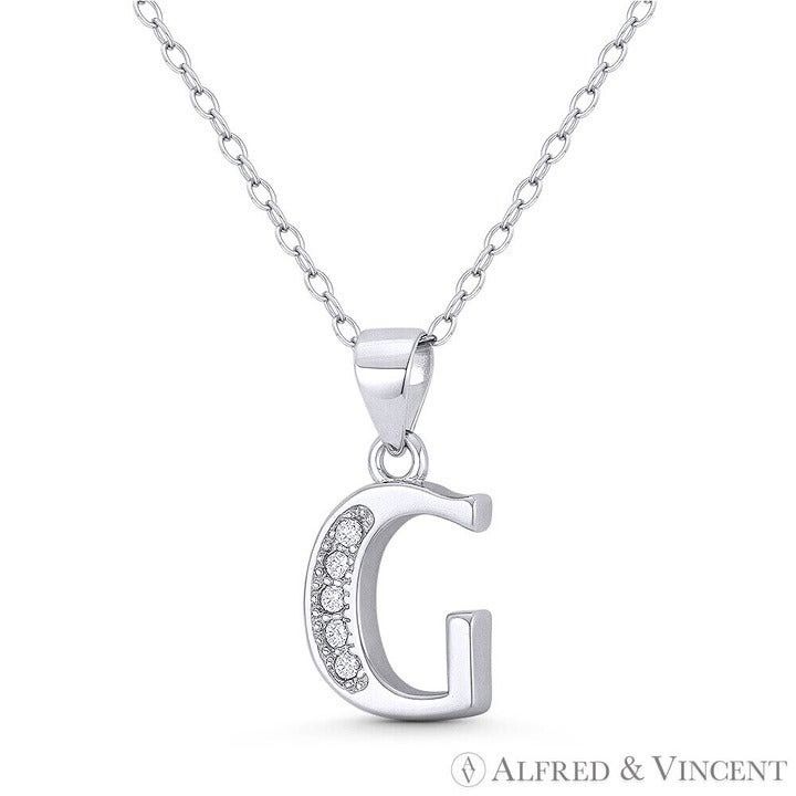 Other Initial Letter "G" Block Script CZ Crystal Pendant Size ONE SIZE - 1 Preview