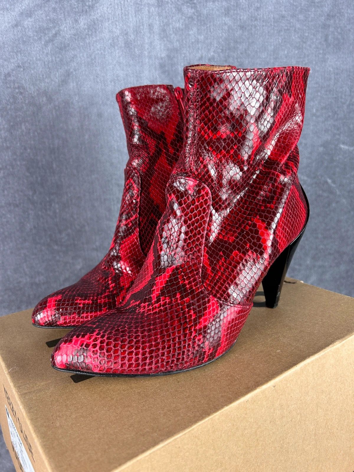 Faith snake skin heels red with zip