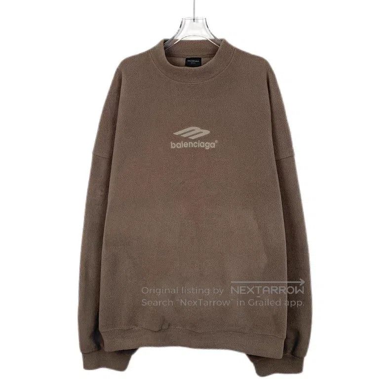 Balenciaga Balenciaga Coffee-colored logo letter print crew neck long Size US L / EU 52-54 / 3 - 1 Thumbnail
