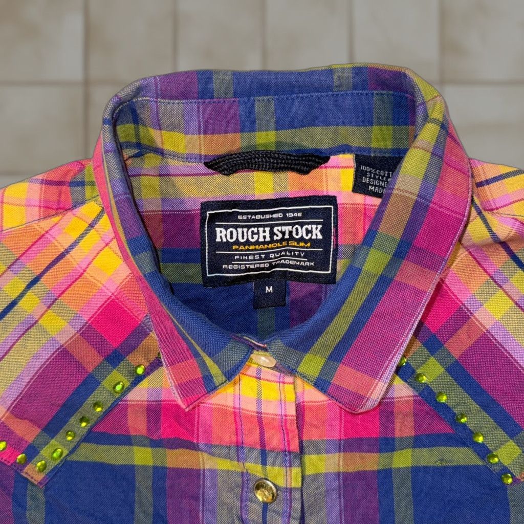 Vintage Panhandle Slim Shirt Pink Plaid Rhinestone Western Button-Up M Womens Regular Long Sleeve Cotton Size M / US 6-8 / IT 42-44 - 1 Thumbnail