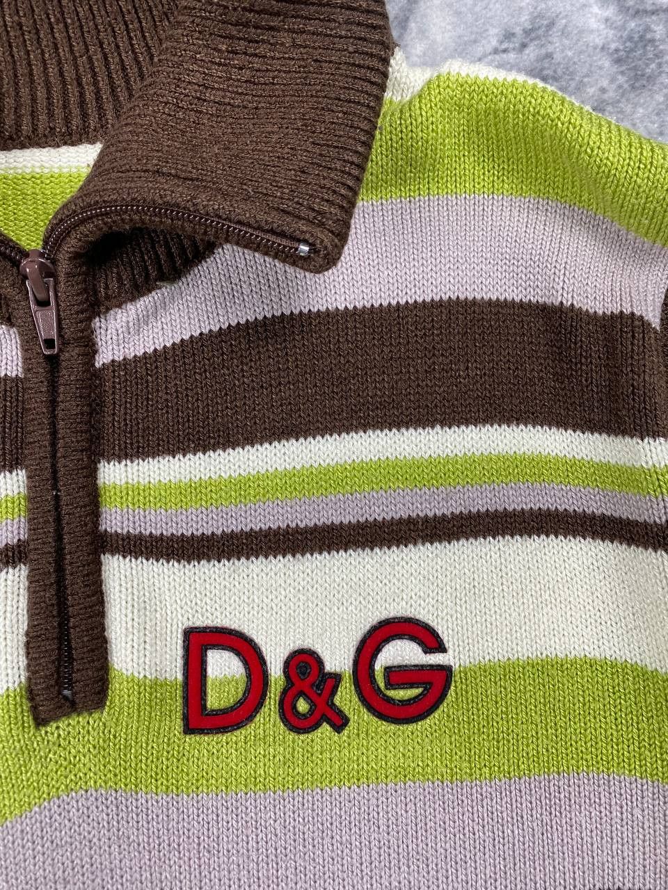 Dolce & Gabbana Vintage Dolce Gabbana Knit Striped Sweater 1/4 Zip 90s Size US M / EU 48-50 / 2 - 2 Thumbnail