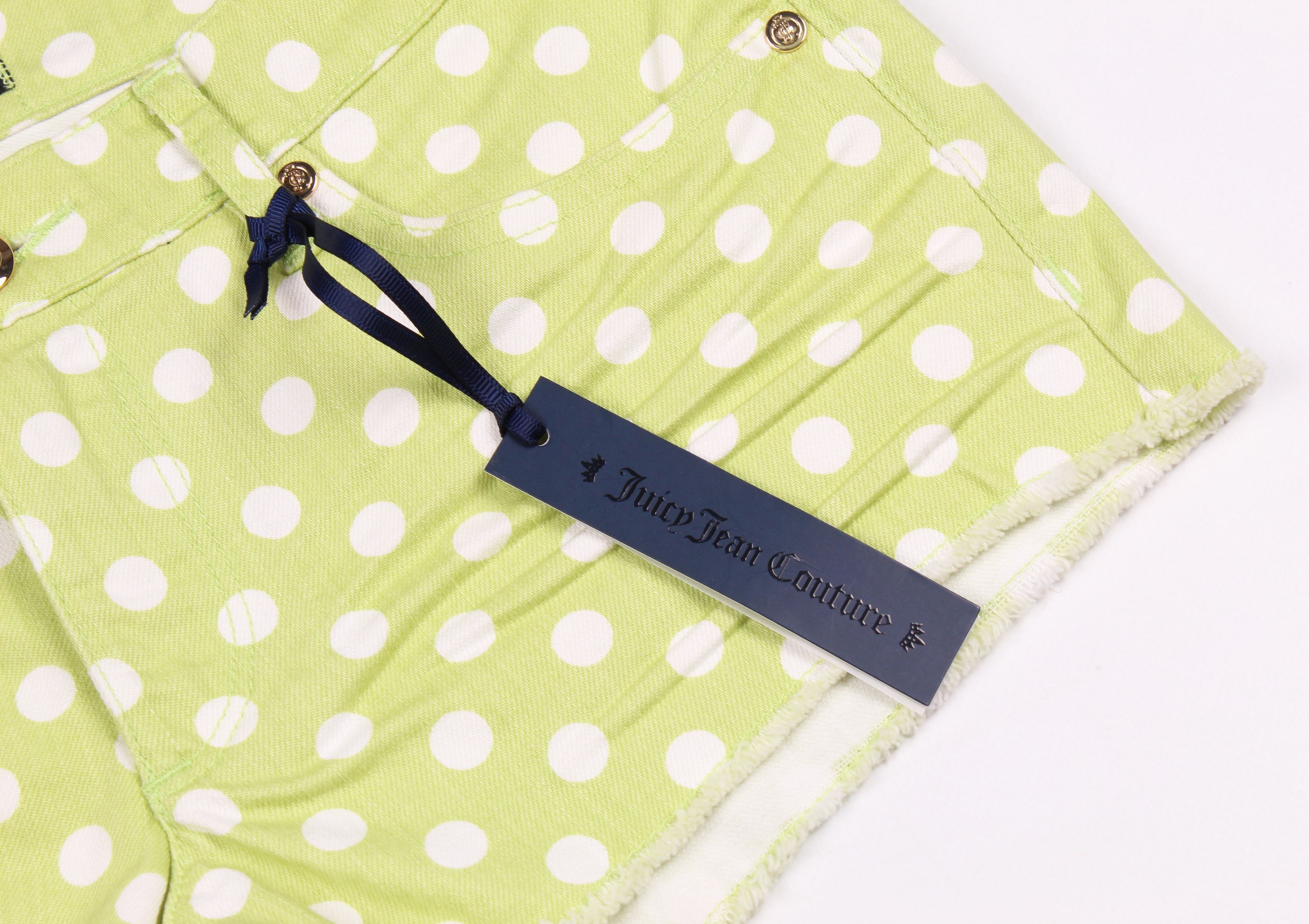 Juicy Couture × Vintage Juicy Couture Vintage Y2K Polka Dot Lemongrass Shorts Size 28" / US 6 / IT 42 - 3 Thumbnail