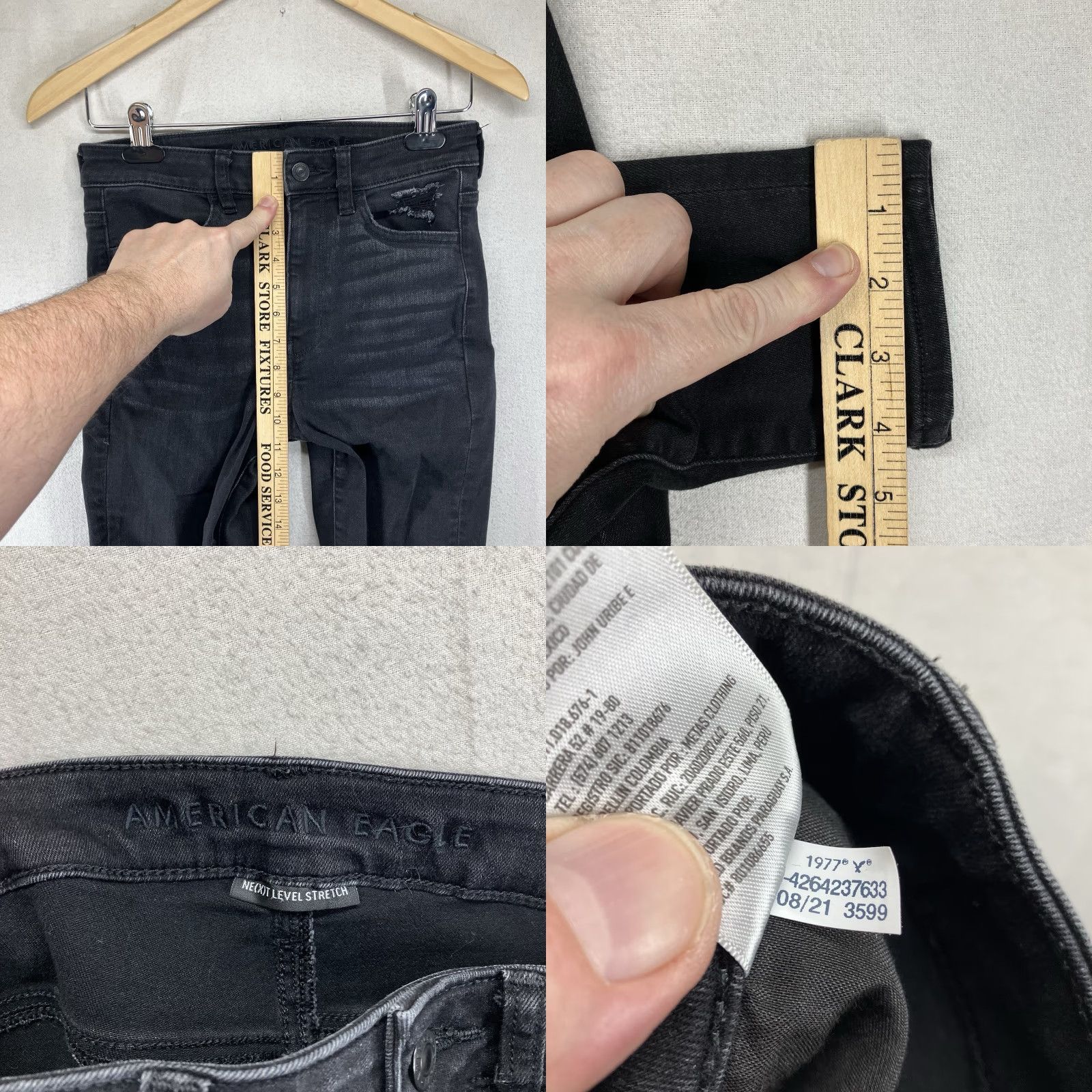 American Eagle Outfitters American Eagle Next Level Stretch Super Hi Rise Jeggings 6 Short Distressed Women Size 28" / US 6 / IT 42 - 10 Thumbnail