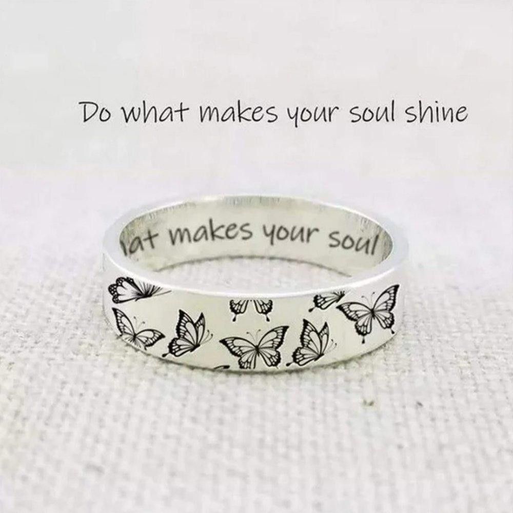 Designer Sterling Silver Butterfly Engraved Daisy Ring - Size 6 Size ONE SIZE - 1 Thumbnail