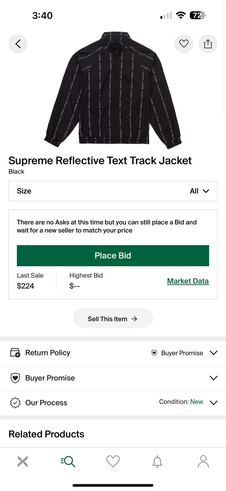 Supreme Supreme Reflective Text Track Jacket - Black Size Medium Size US M / EU 48-50 / 2 - 7 Thumbnail