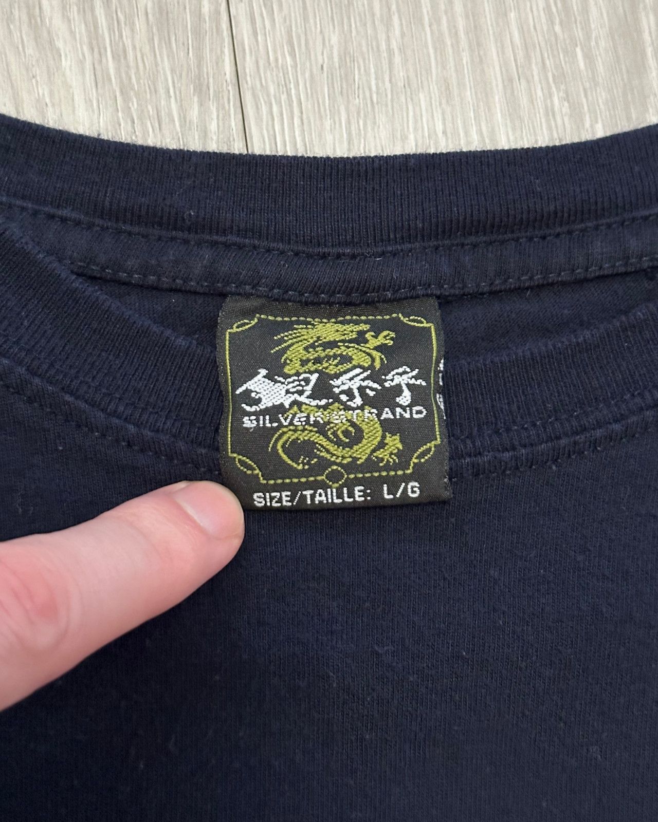 Japanese Brand × Vintage Vintage Y2K Silver Strand Dragon Navy Blue T-Shirt - Large Size US L / EU 52-54 / 3 - 6 Thumbnail