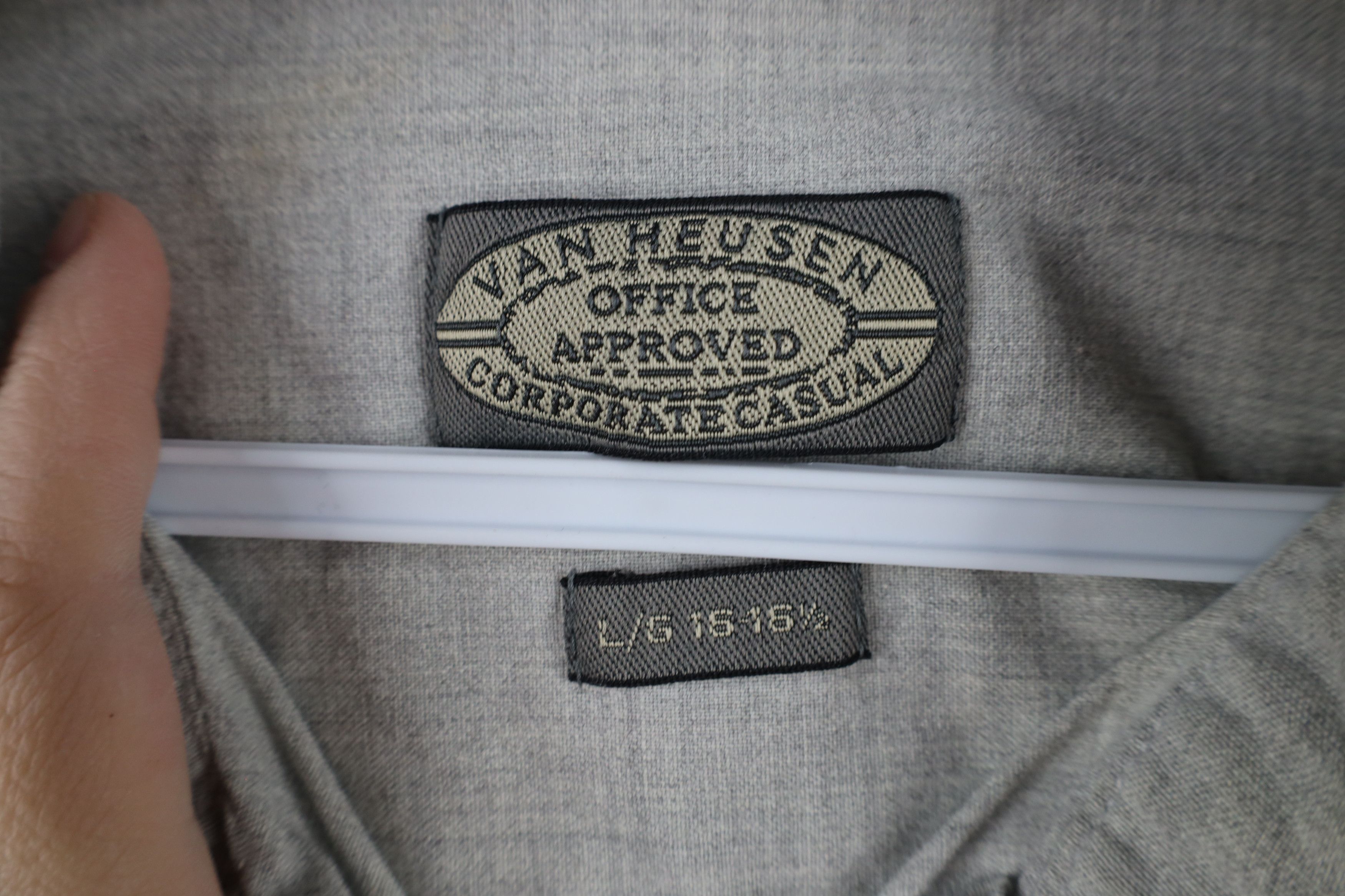 Vintage Vintage 90s Streetwear Band Collar Button Shirt Gray Size US L / EU 52-54 / 3 - 6 Thumbnail