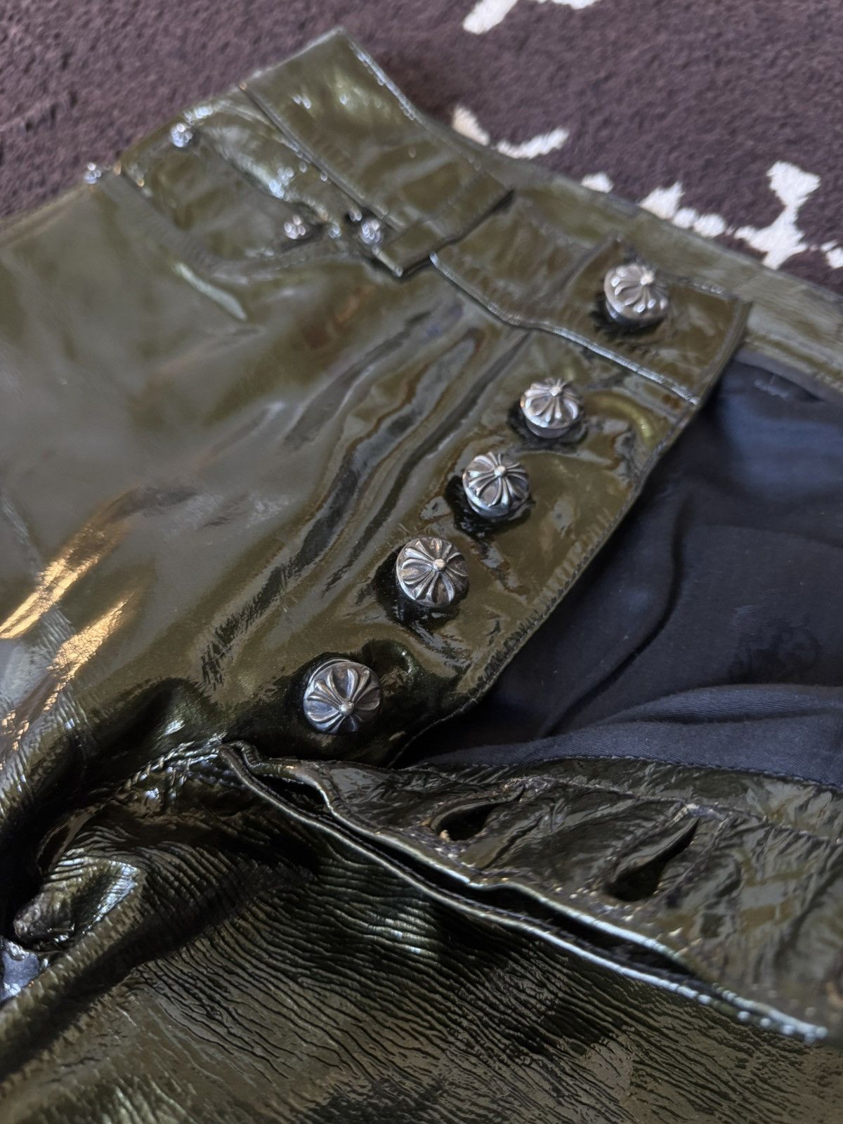 Chrome Hearts Chrome Hearts multi cross le fleur patent leather pants Size US 29 - 7 Thumbnail