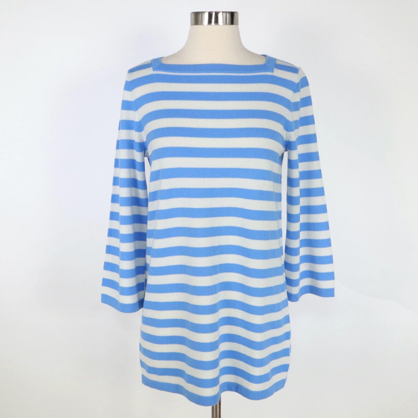 image of Michael Kors Collection Cashmere Sweater Pullover Womens Xs Striped Blue White