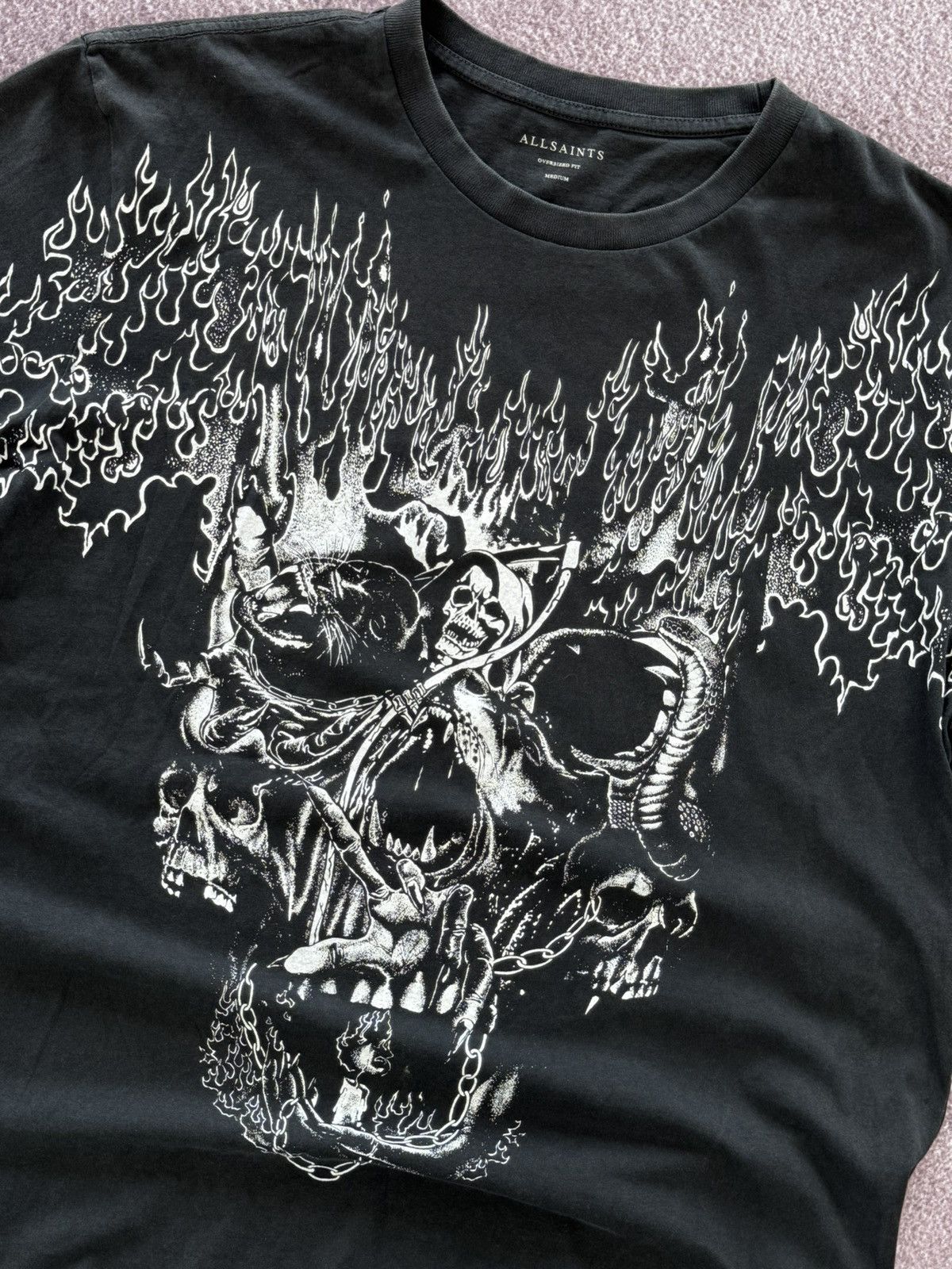 Allsaints Allsaints Grunge Vibe Vintage Skull Logo Y2K T-Shirt Size US M / EU 48-50 / 2 - 9 Thumbnail