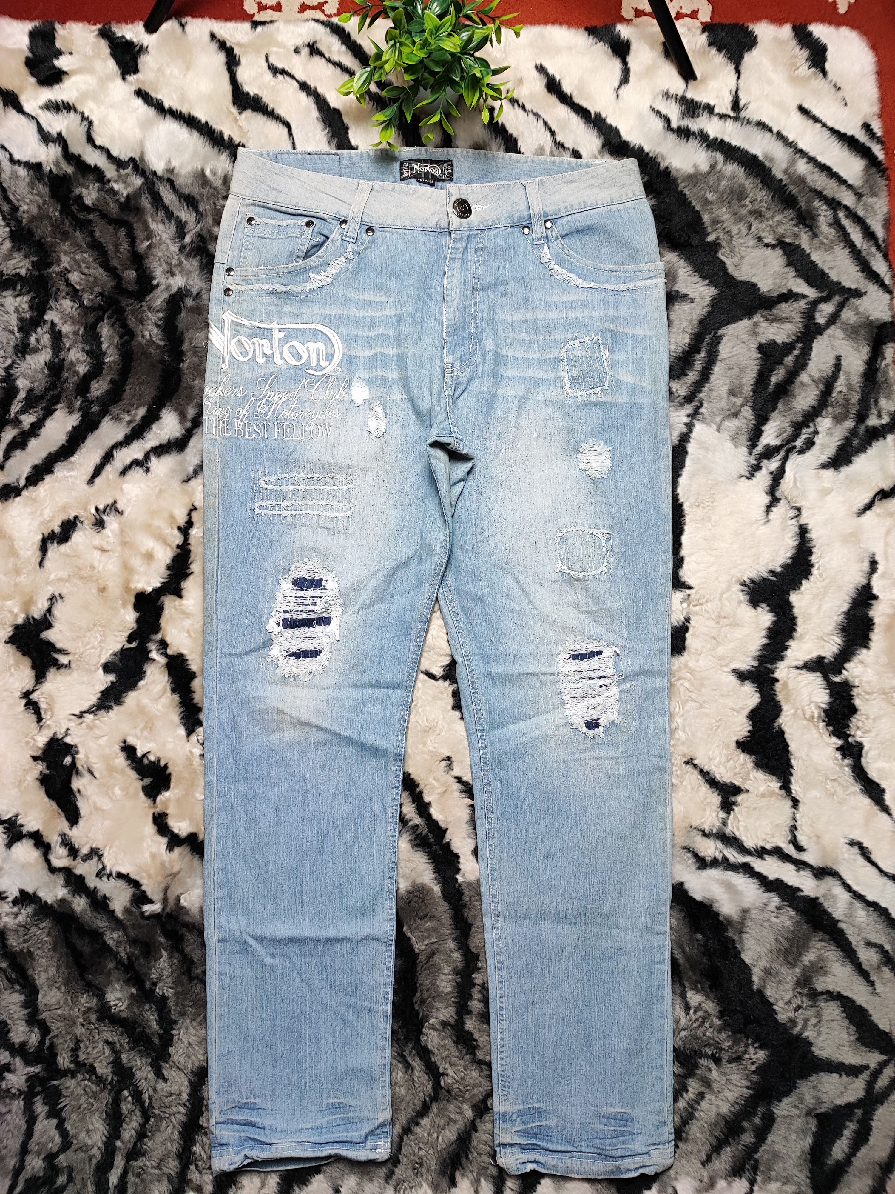 Japanese Brand × Norton × Vintage Special Design Norton Jeans Size US 35 - 2 Thumbnail