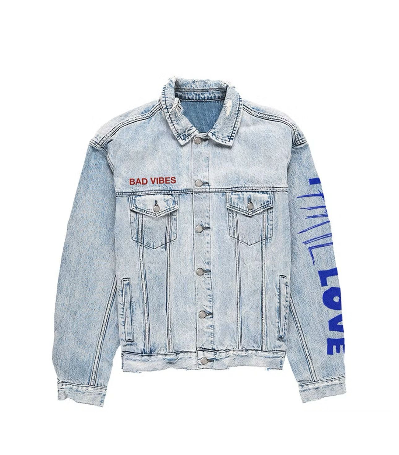 Rap Tees XXXTentacion Bad Vibes Forever Denim Jacket Size US XL / EU 56 / 4 - 2 Thumbnail
