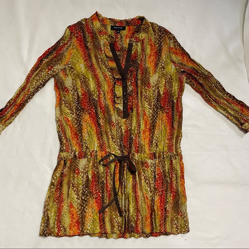 Jones New York Jones New York Pleated Brown Orange 3/4 Sleeve Blouse Size Size M / US 6-8 / IT 42-44 - 5 Thumbnail