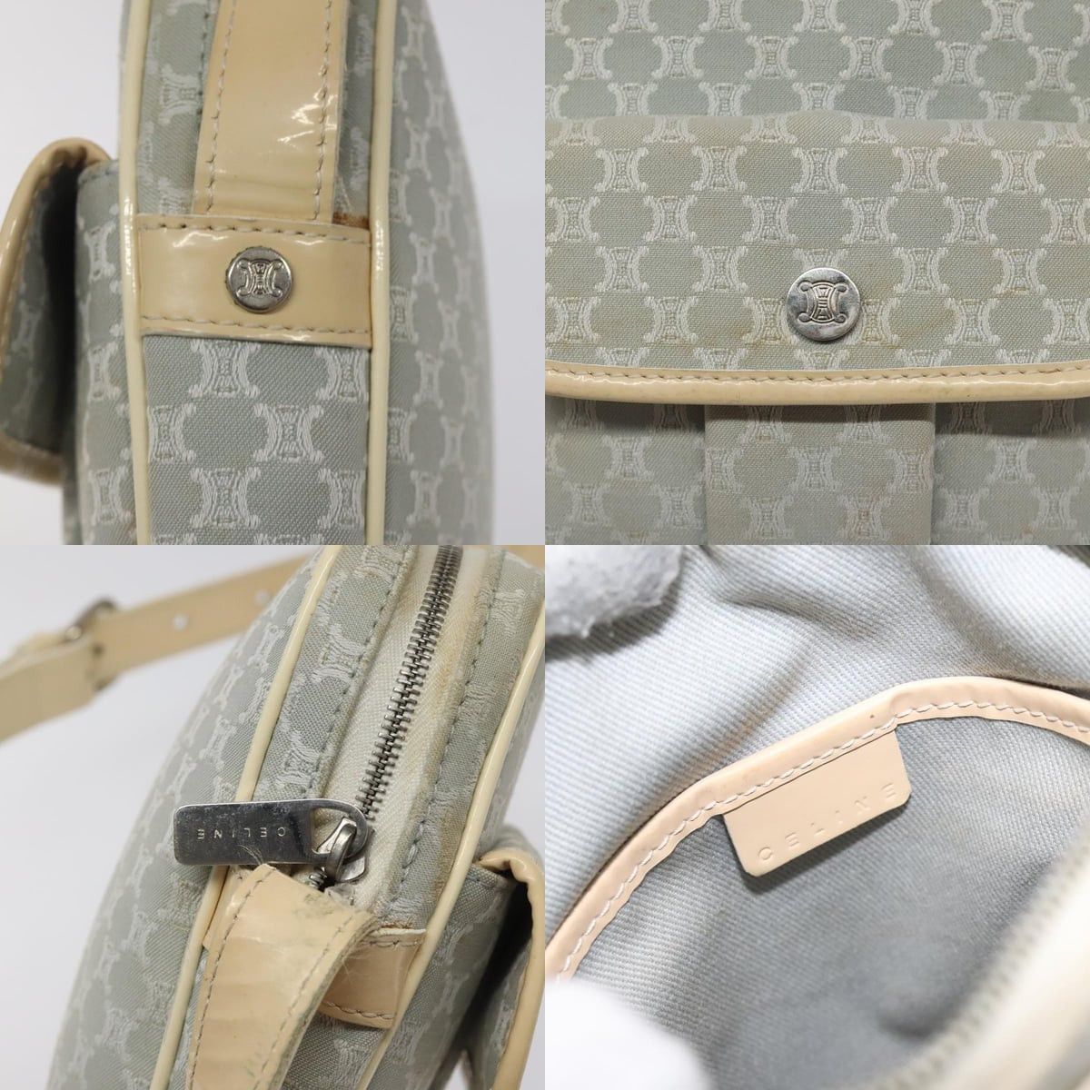 Celine CELINE Macadam Canvas Shoulder Bag Light Blue Silver Size ONE SIZE - 11 Thumbnail