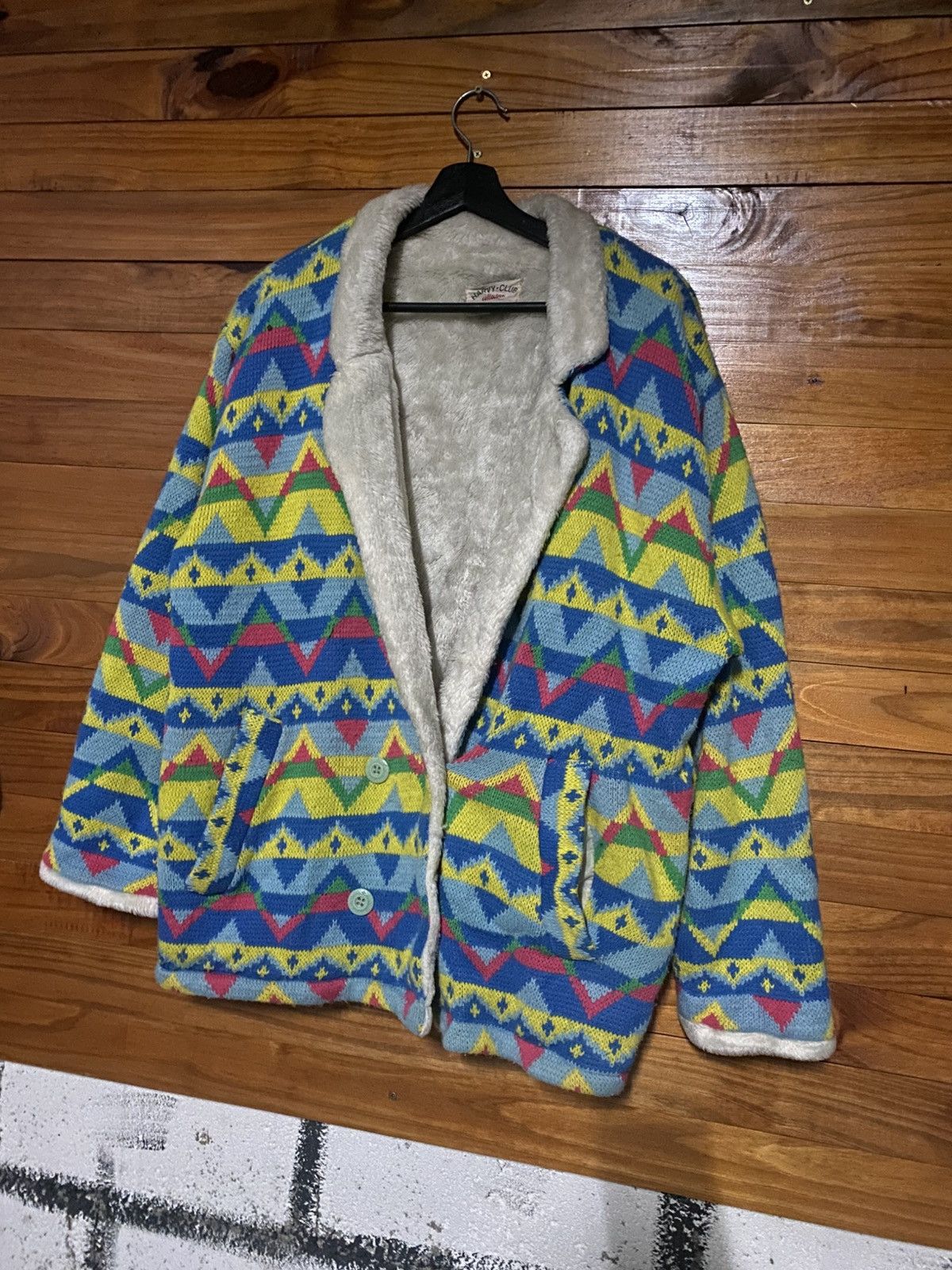 Vintage Harvy Club Collection Sports Geometric Knit Jacket