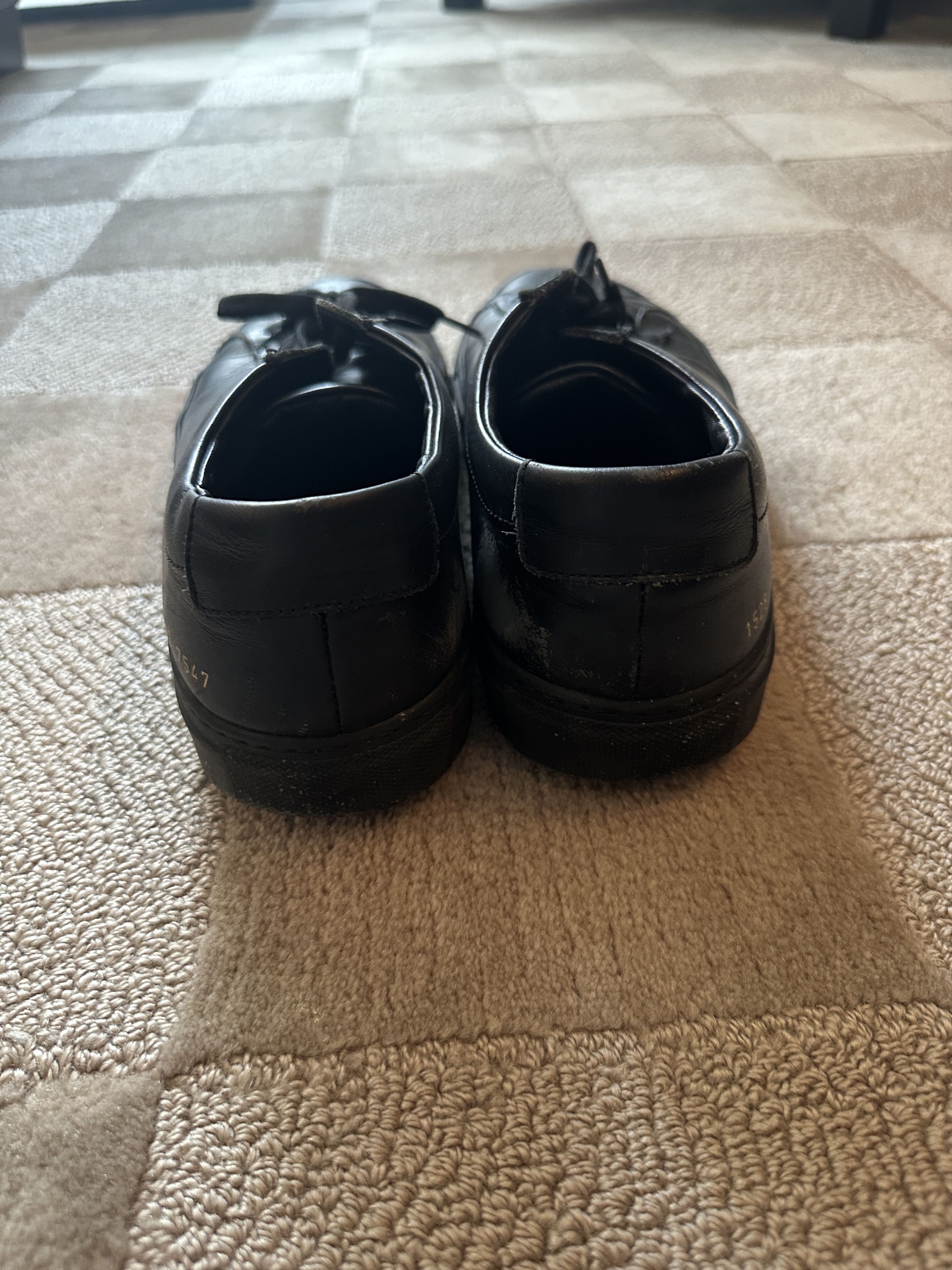 Common Projects Common Projects All-Black Leather Sneakers Size US 9 / EU 42 - 2 Thumbnail
