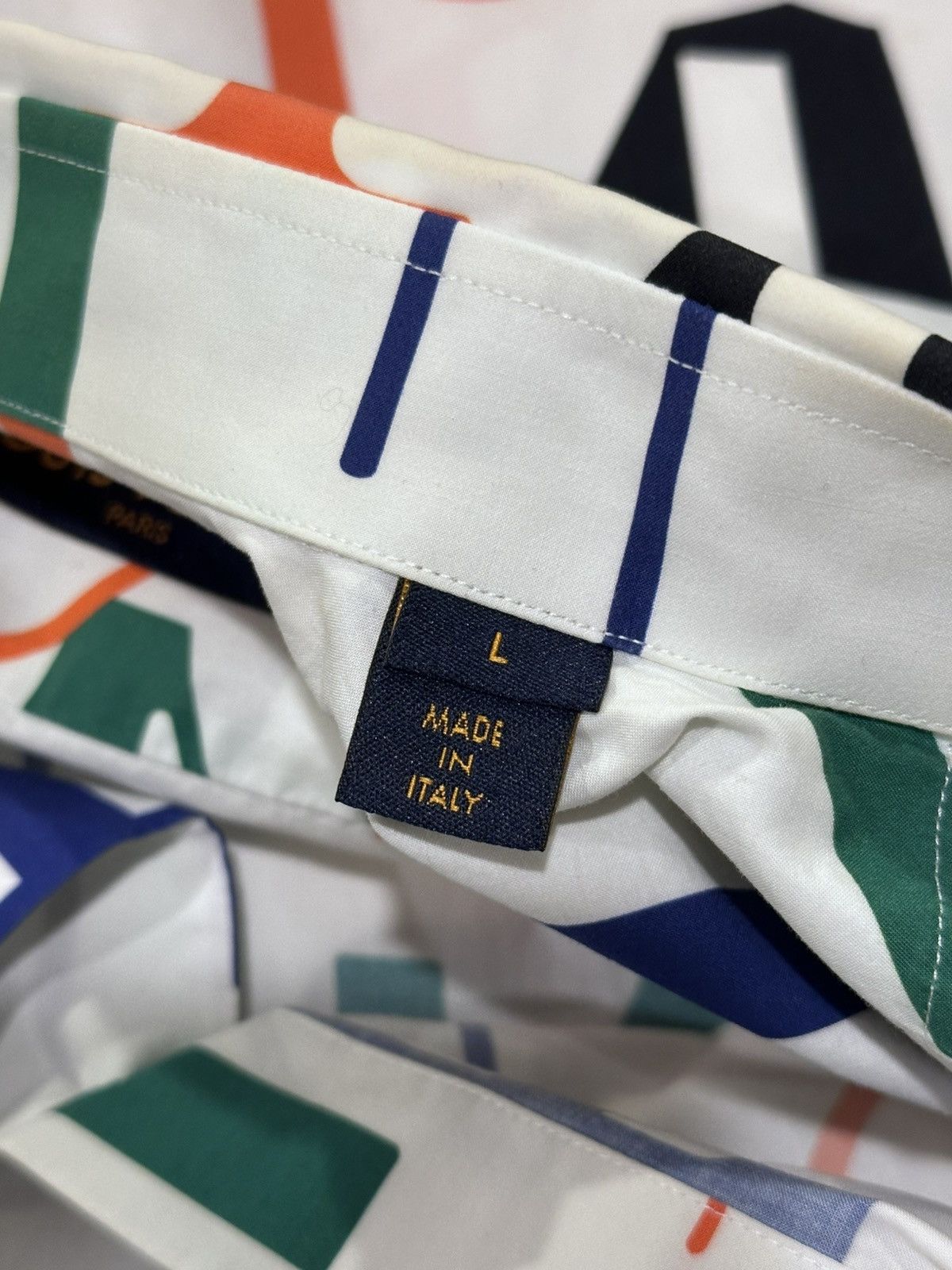 Louis Vuitton Louis Vuitton Electric Letters Multicolor White Button Shirt Size US L / EU 52-54 / 3 - 13 Thumbnail