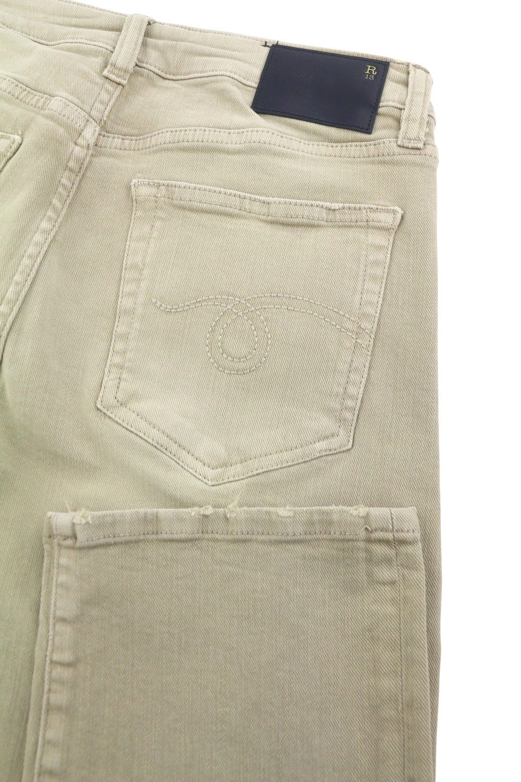 R13 BOY STRAIGHT 27 Khaki Stretch Cropped Jeans 89843 Size 27" / US 4 / IT 40 - 6 Thumbnail