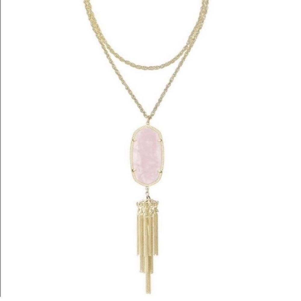 Kendra Scott Kendra Scott Rayne Long Pink Quartz and Gold Tassel Necklace Size ONE SIZE - 3 Thumbnail
