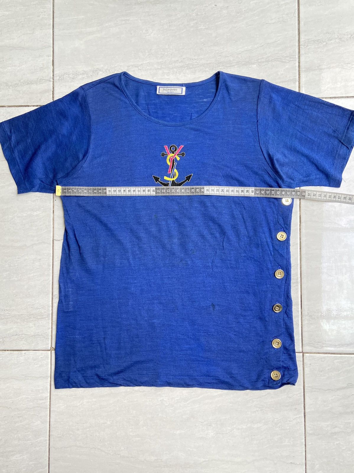 Yves Saint Laurent Yves Saint Laurent Blue T-shirt Size US S / EU 44-46 / 1 - 3 Thumbnail