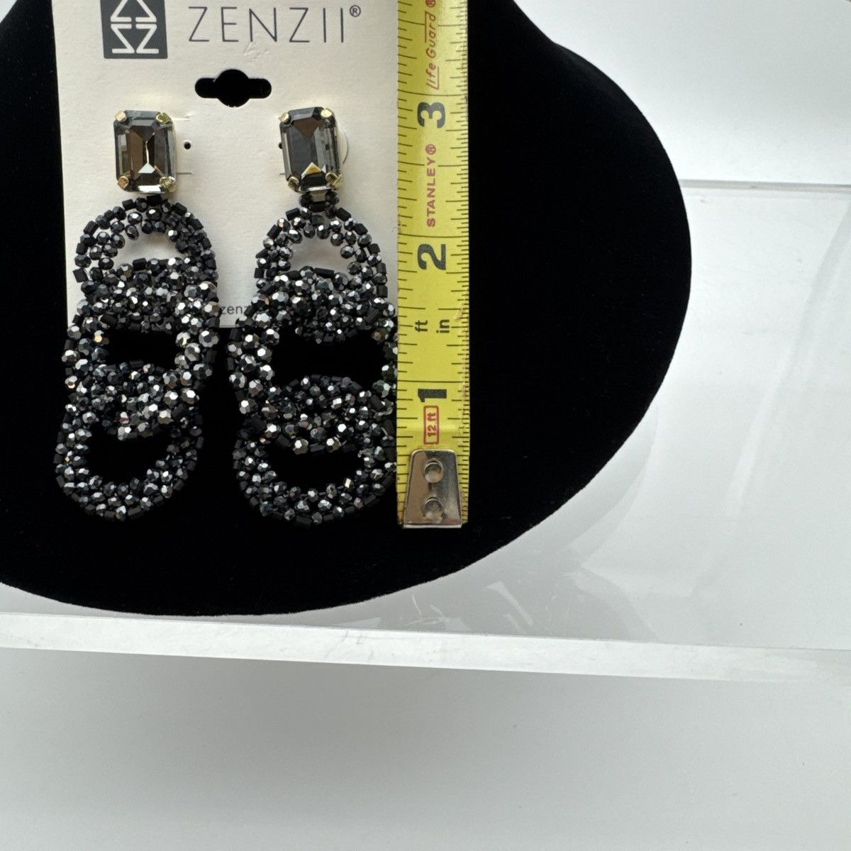 Other ZENZI Black Rhinestones Hanging Chandelier Post Earrings Size ONE SIZE - 2 Thumbnail