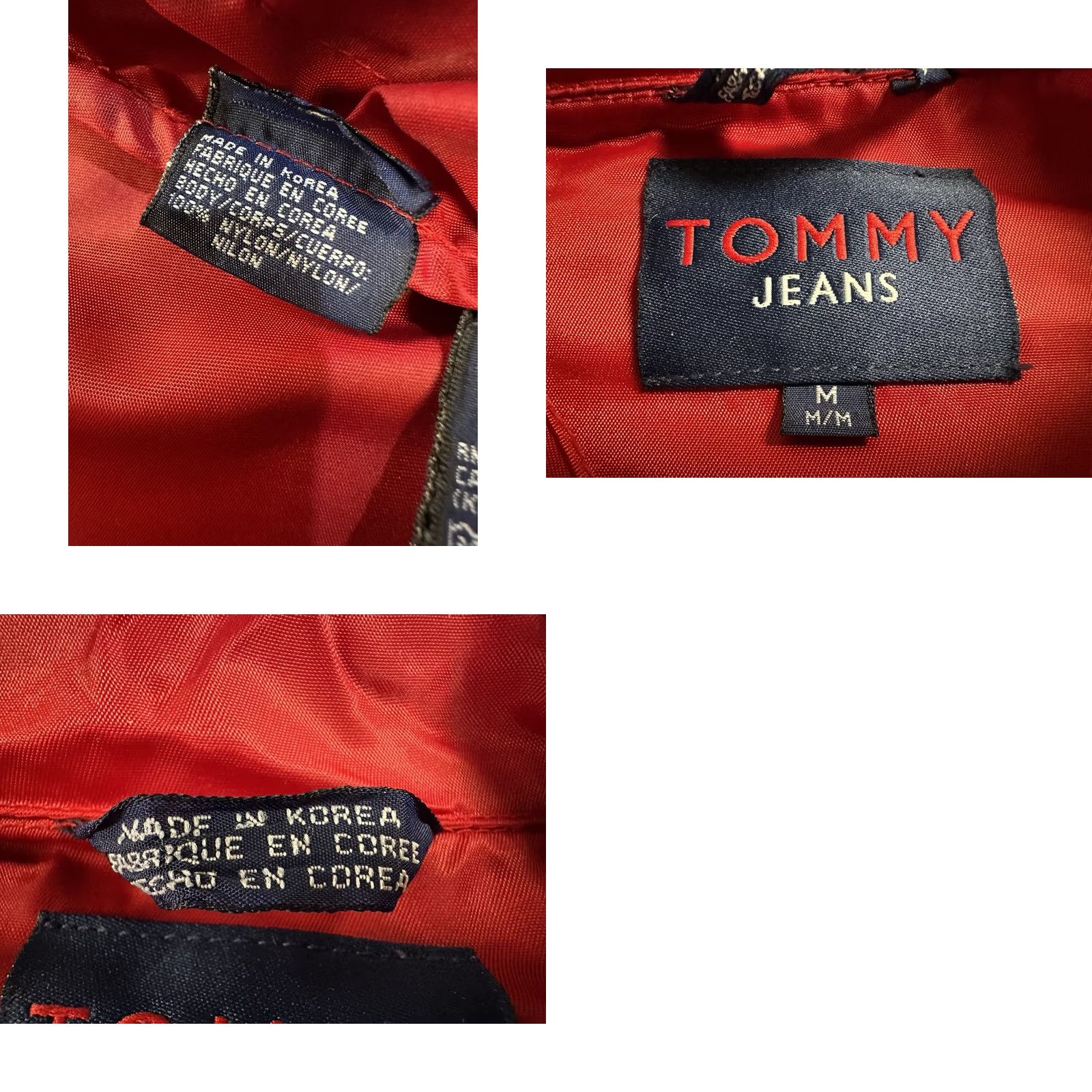 Tommy Hilfiger VTG Tommy Hilfiger Jeans Jacket Mens Medium Red Logo Windbreaker Hooded Nylon Front Zip Button Snap Sailor Windbreaker *Flaw" Size US 31 - 11 Thumbnail