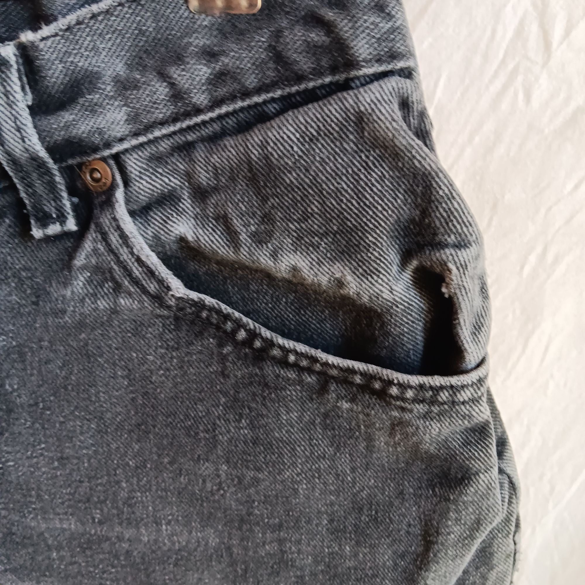 Lee Vintage Women's Jeans 14 32x28 Lee Black Faded Denim Distres Size 36" / US 14 / IT 50 - 4 Thumbnail