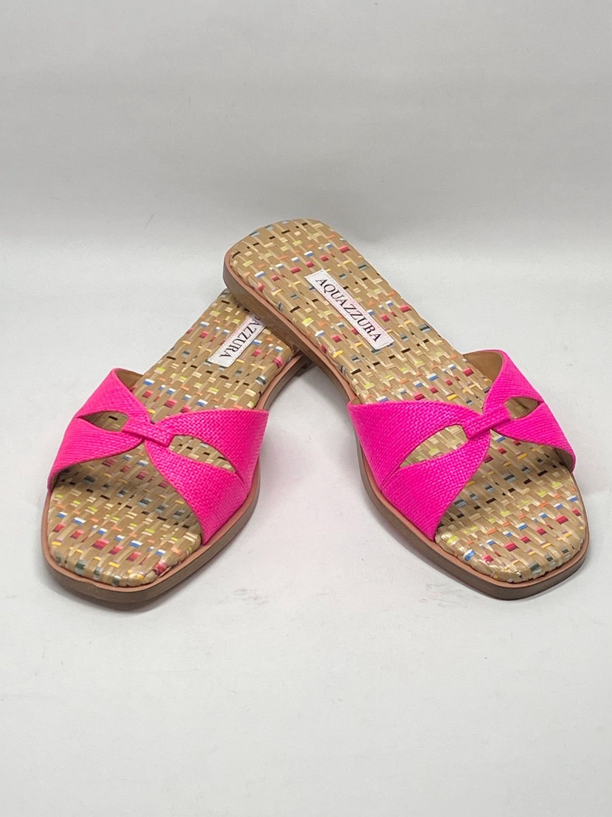 Aquazzura Villette Textile Flat Sandals size 38