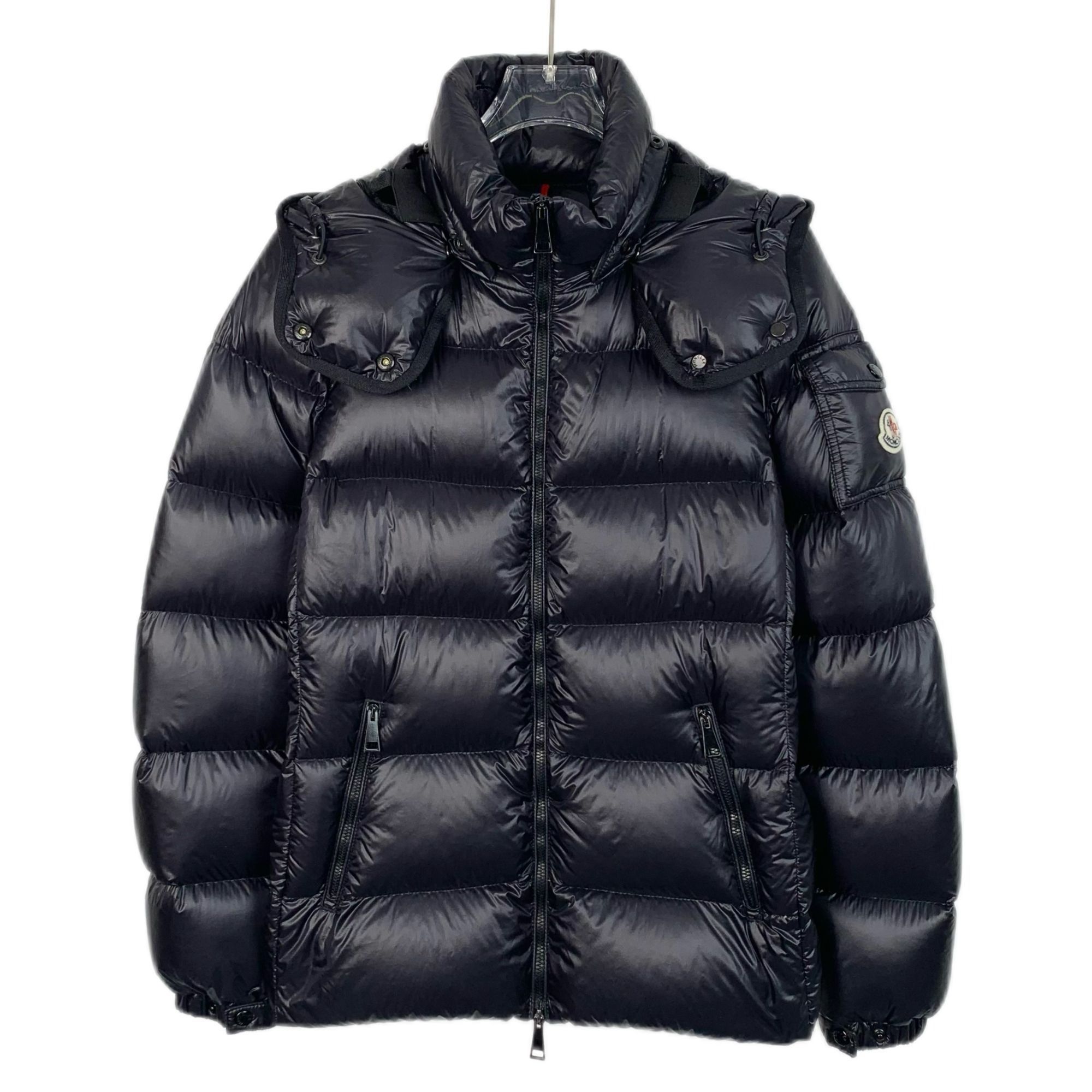 Moncler Moncler Berre Series Black Logo Patch Hooded Quilted Down Ja Size S / US 4 / IT 40 - 1 Thumbnail