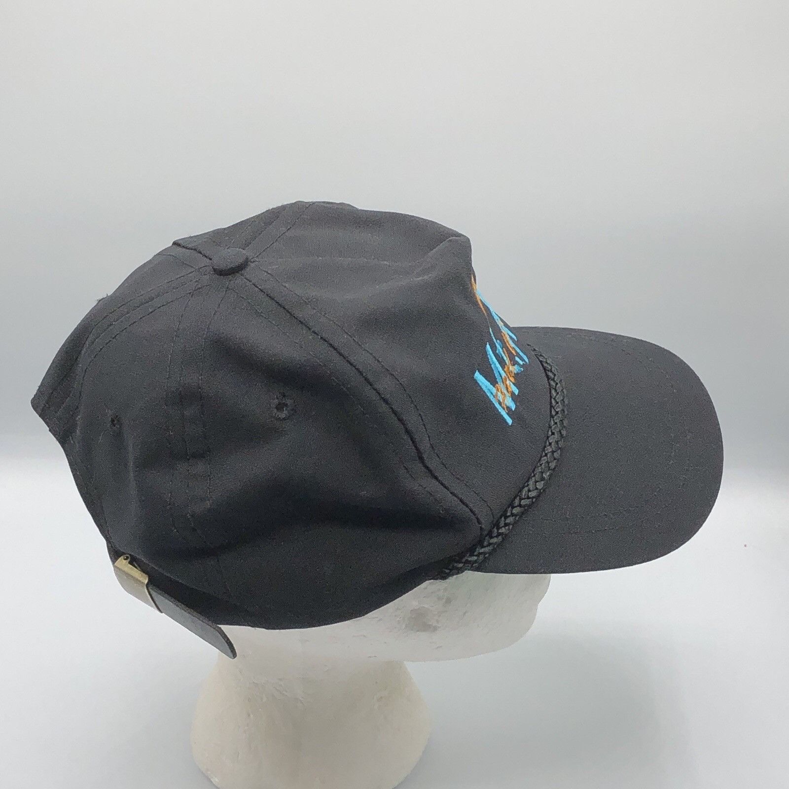 Vintage Vintage Ski Mt Abrom Black Rope Hat Leather Strapback Size ONE SIZE - 6 Thumbnail