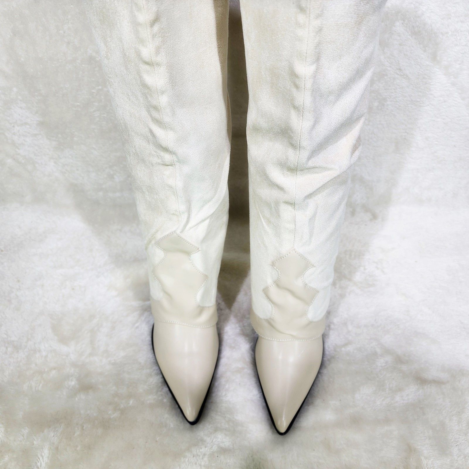 Branded Cream Beige Skirted Fold Over Country Western Knee H