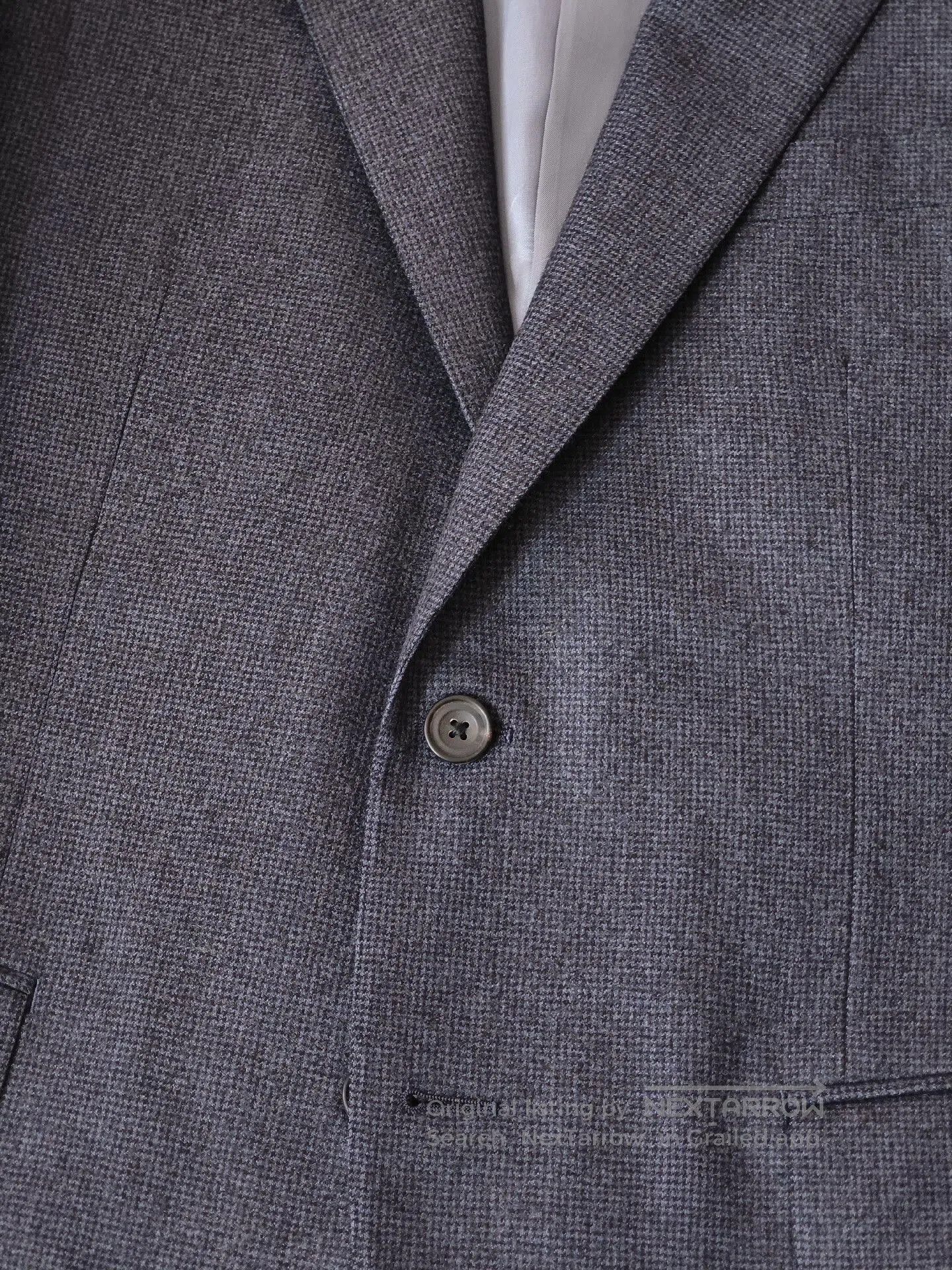 Japanese Brand Italian Wool Custom Suit in Blue Black. Size US M / EU 48-50 / 2 - 7 Thumbnail