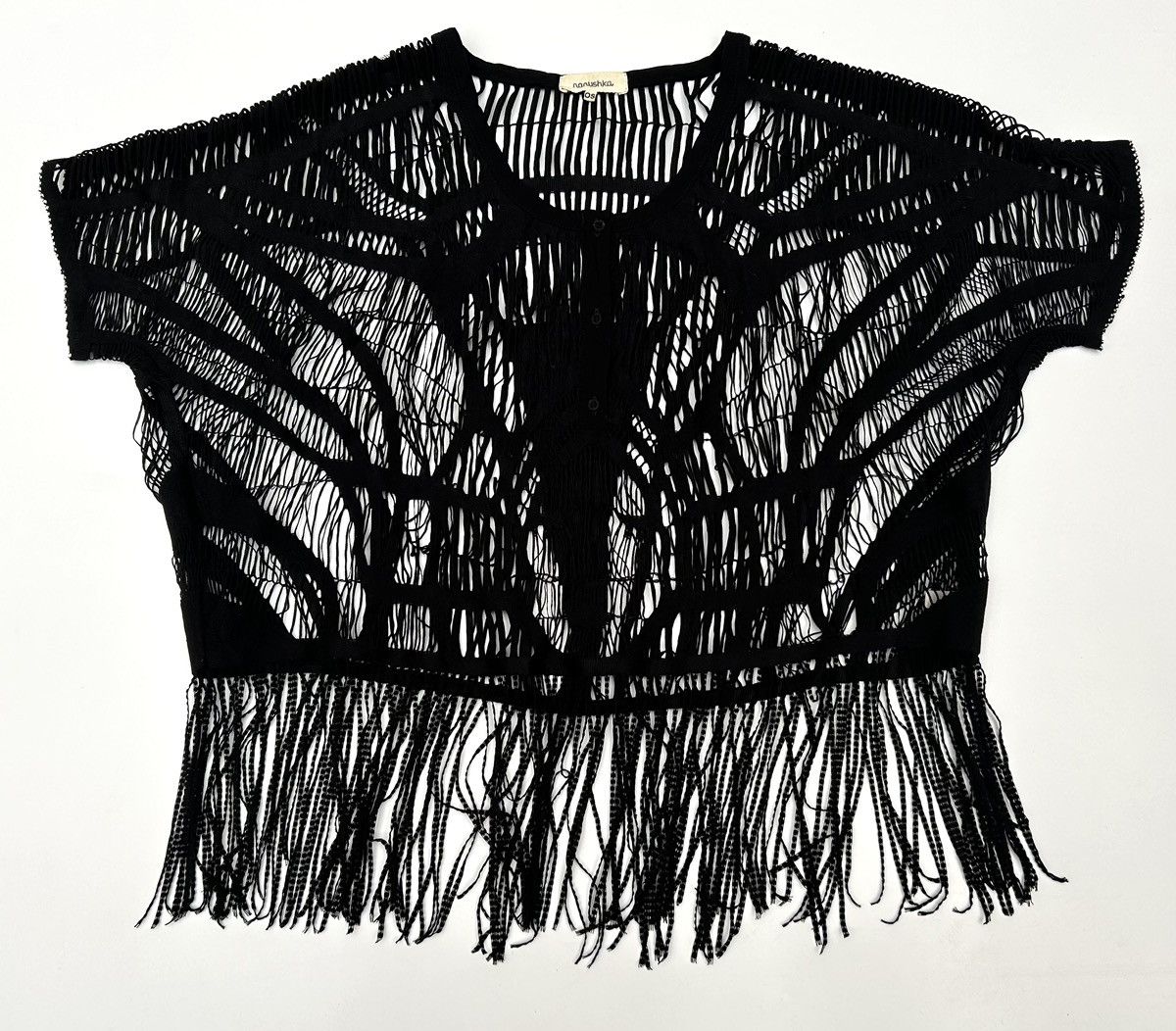 image of Nanushka Crochet Black Cropped Top, Women's