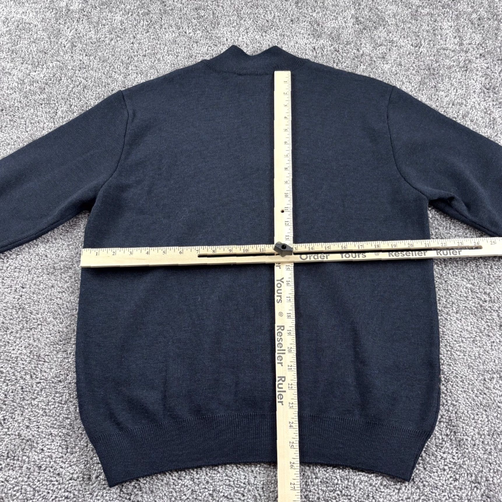 Vintage Scott Barber Sweater Men L Dark Blue Argyle 1/4 Zip Pullover Merino Wool Italy Size US L / EU 52-54 / 3 - 4 Thumbnail