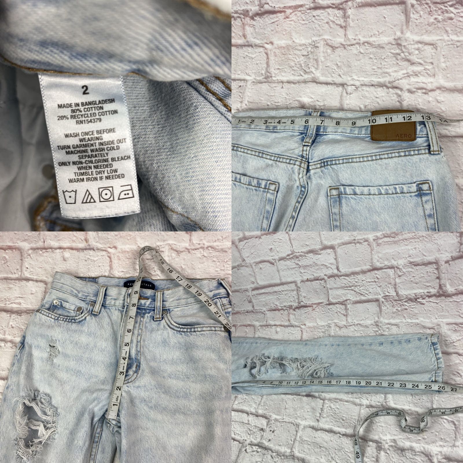Vintage VINTAGE Aeropostale Jeans Womens Mom Jean Size 2 Light Wash Distressed High Rise Size 26" / US 2 / IT 38 - 8 Thumbnail