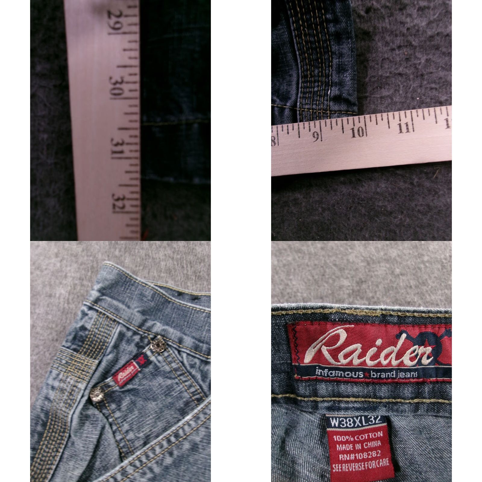 Denime Raider Jeans Mens 38 Relaxed Cargo Pocket Distressed Blue Denim Jeans Article 100% Cotton Size US 38 / EU 54 - 8 Thumbnail