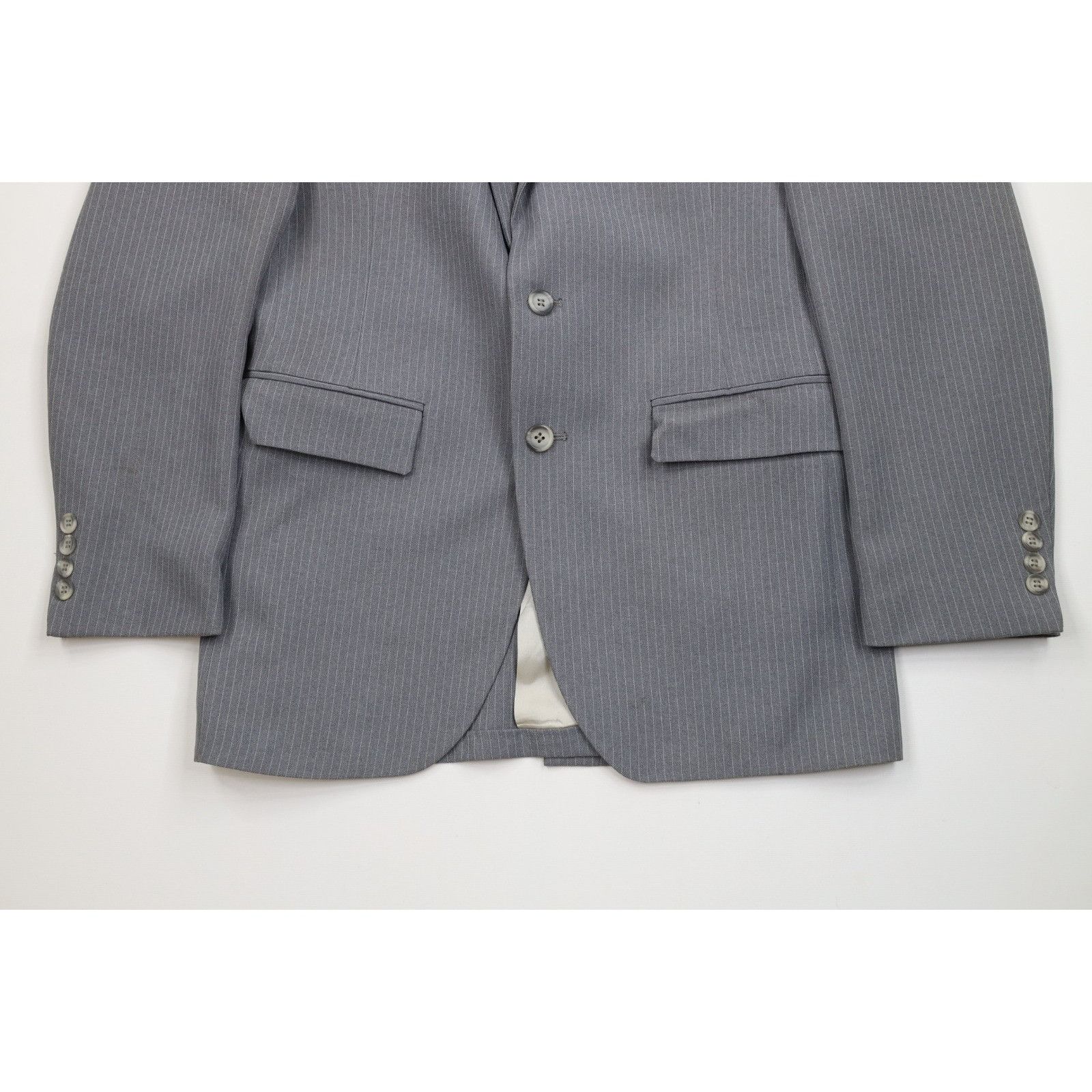 Vintage Vintage 70s Streetwear 2 Piece Knit Suit Wedding Gray Size 38R - 4 Thumbnail