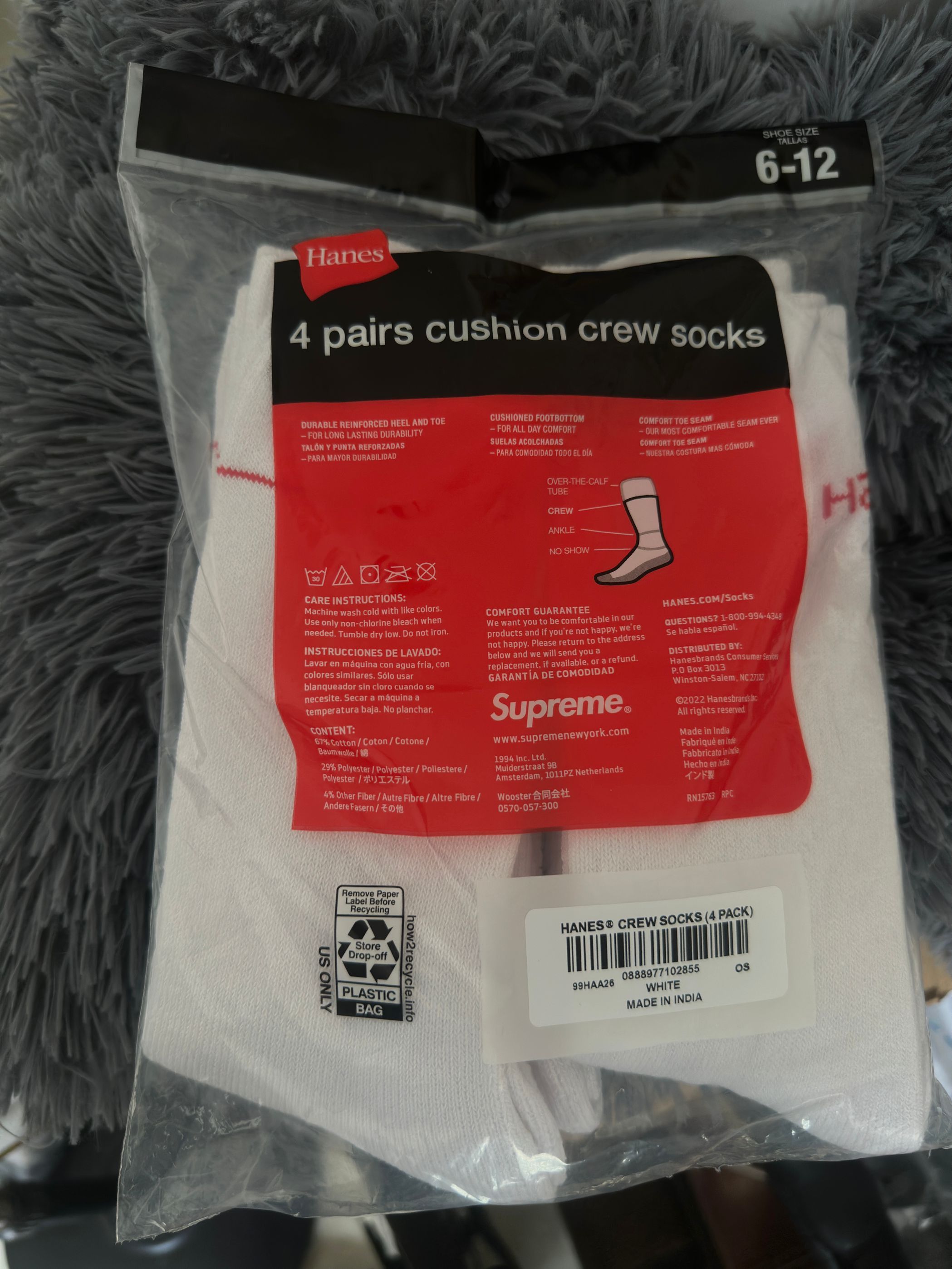 Supreme supreme 4pairs cushion crew socks Size ONE SIZE - 3 Thumbnail