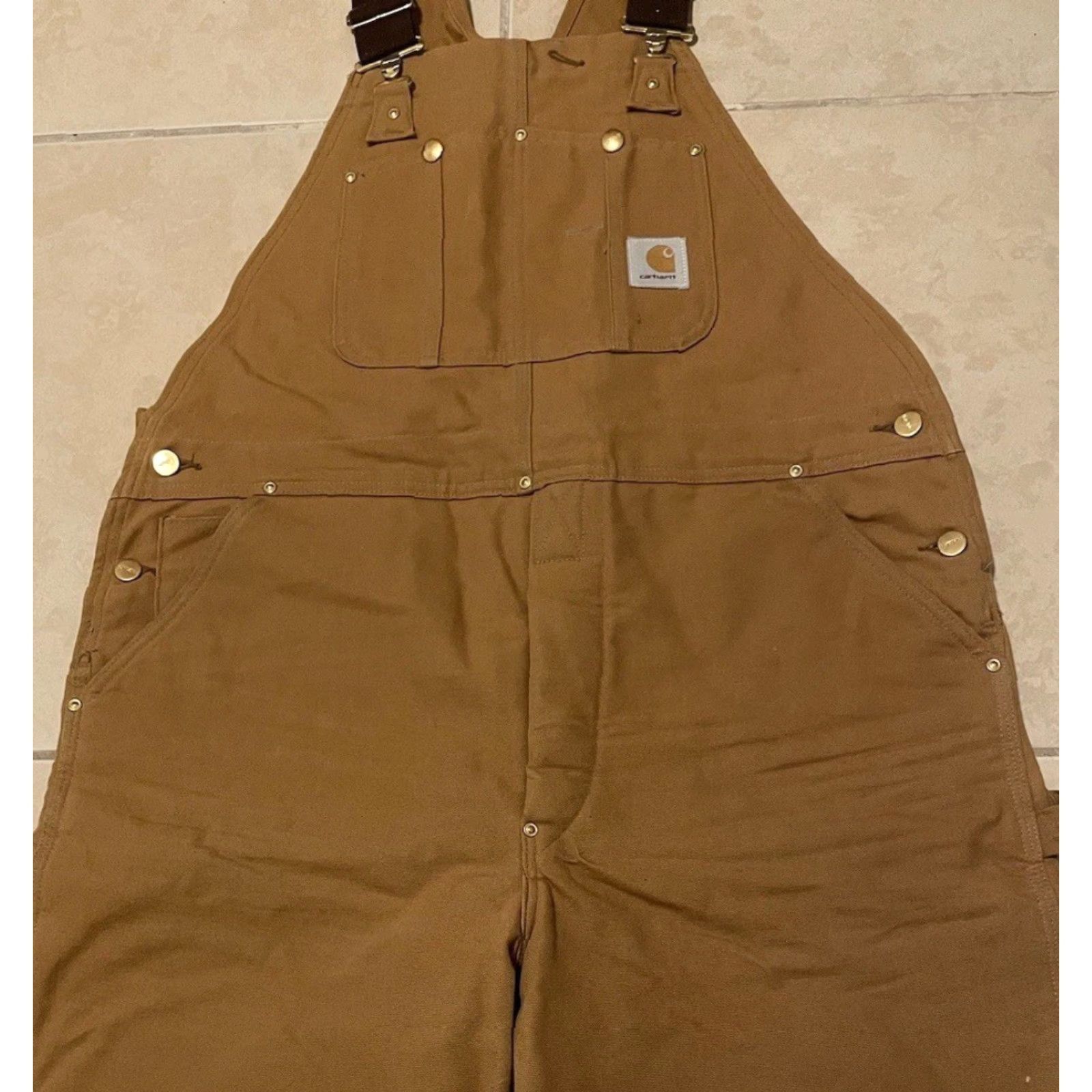 Carhartt VINTAGE Carhartt Overalls Jeans 40 Brown Quilted Lined Double Knee Work 80s 90s Trucker Grunge USA Mens Size US 40 / EU 56 - 7 Thumbnail