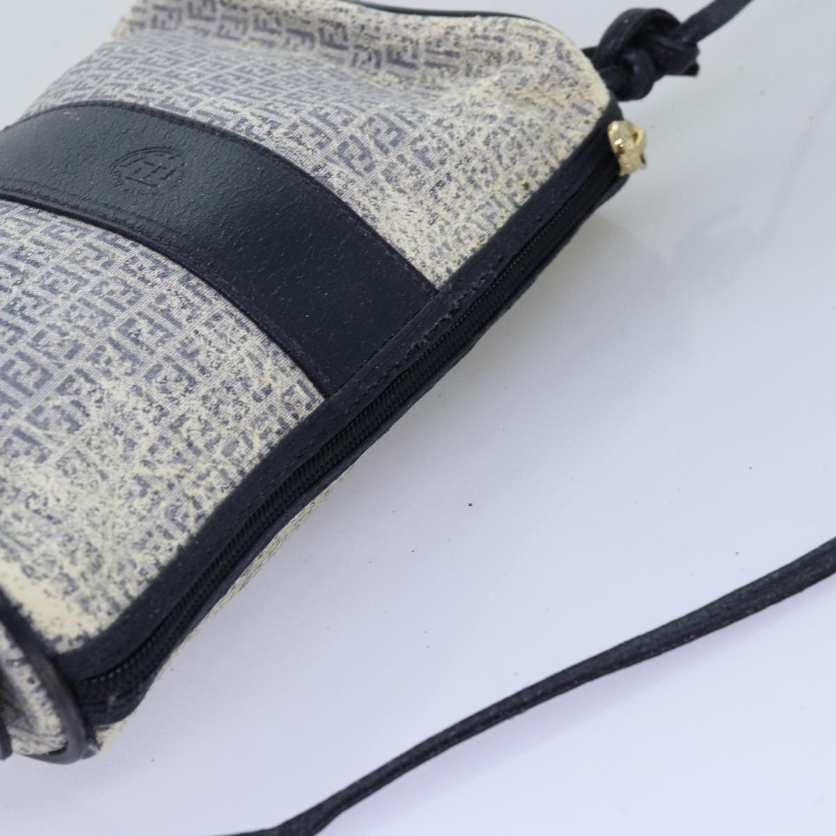 Fendi FENDI Zucchino Canvas Shoulder Bag Coated Canvas White Navy Size ONE SIZE - 6 Thumbnail