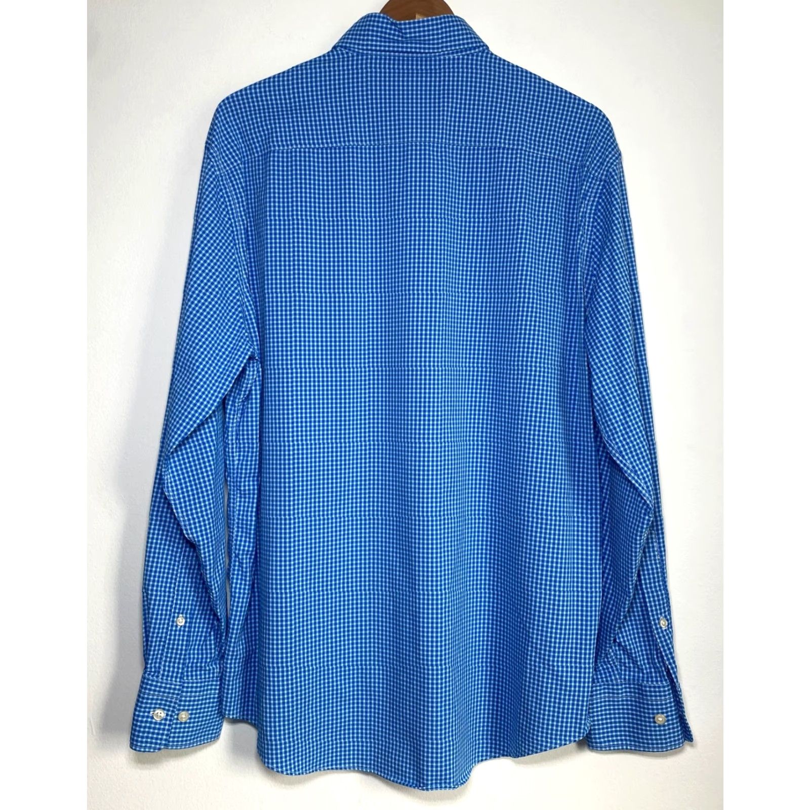 Peter Millar Peter Millar Summer Comfort Button-Up Shirt Men Long Sleeve Blue L Check/Nylon Blend Regular Size US L / EU 52-54 / 3 - 2 Thumbnail