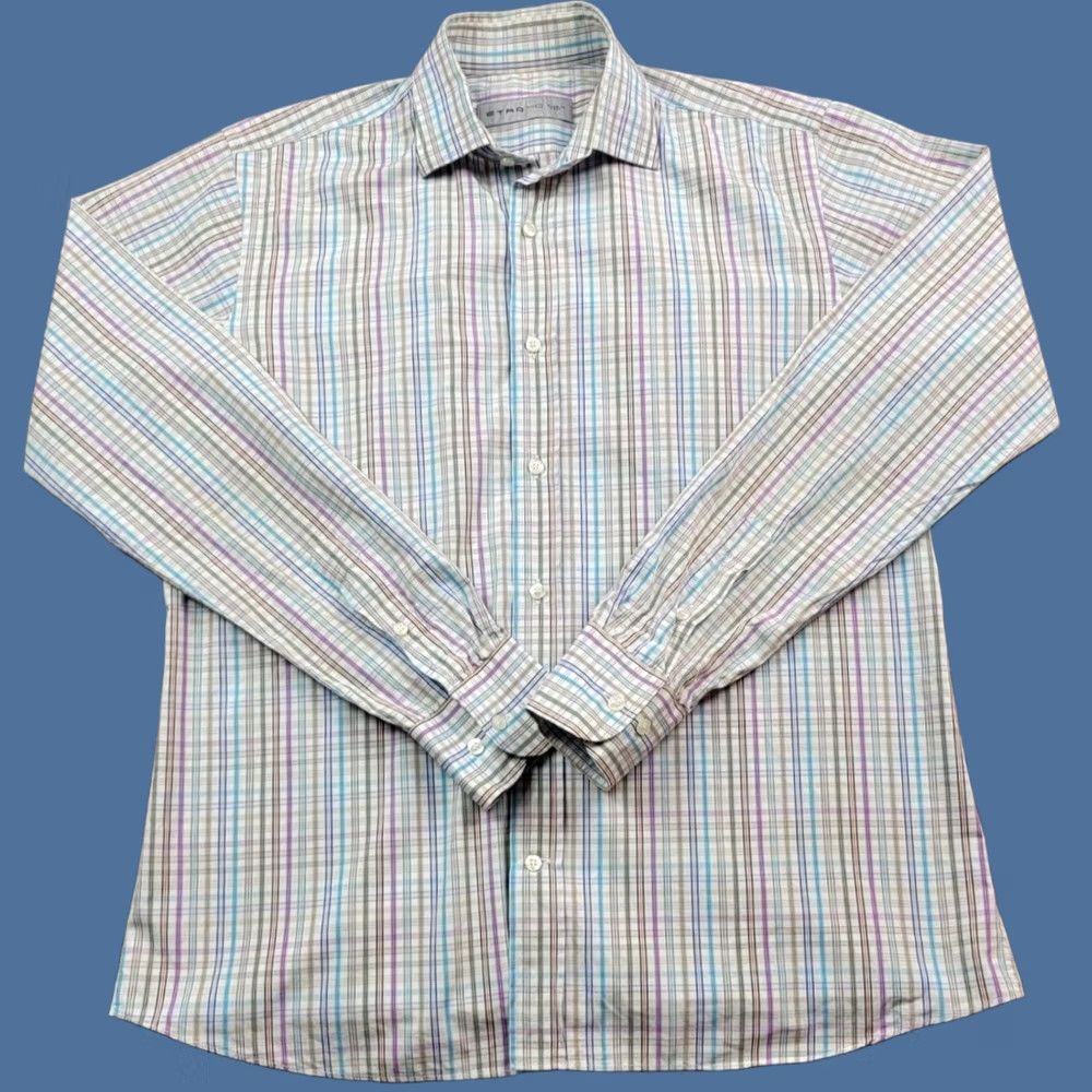 Etro Etro Button-Down Shirt Mens 40 Multicolor Plaid Long Sleeve Made in Italy Size US L / EU 52-54 / 3 - 1 Thumbnail